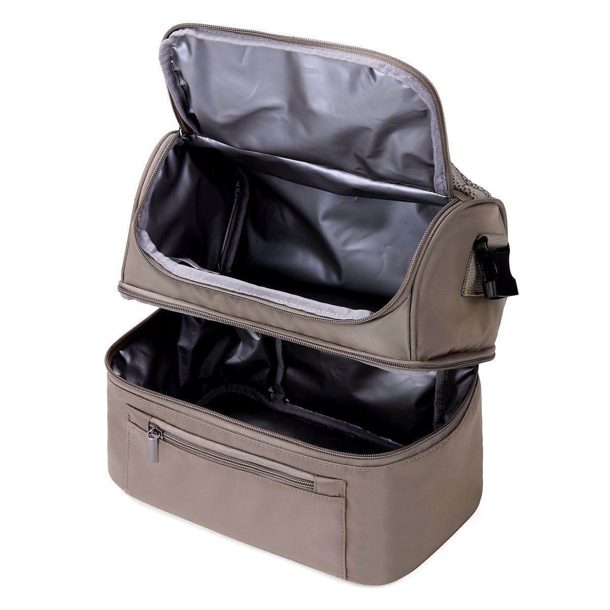 Brisby Koeltas Lunchtas 11 Liter – 4-Laags Geïsoleerd – Inclusief 2 Koelelementen – 2 Compartimenten – Schouderband – Tot 10 Uur Koel - Stone Greige