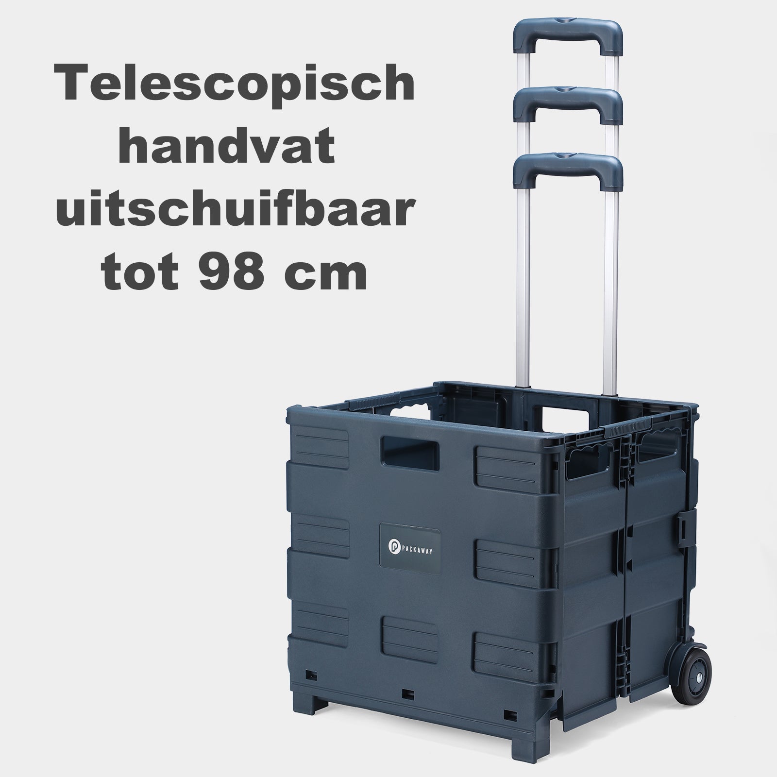 Packaway XL Foldable Shopping Trolley with wheels - Shopping crate - Storage box - Shopping trolley - Folding crate - 50 Liters - Blue