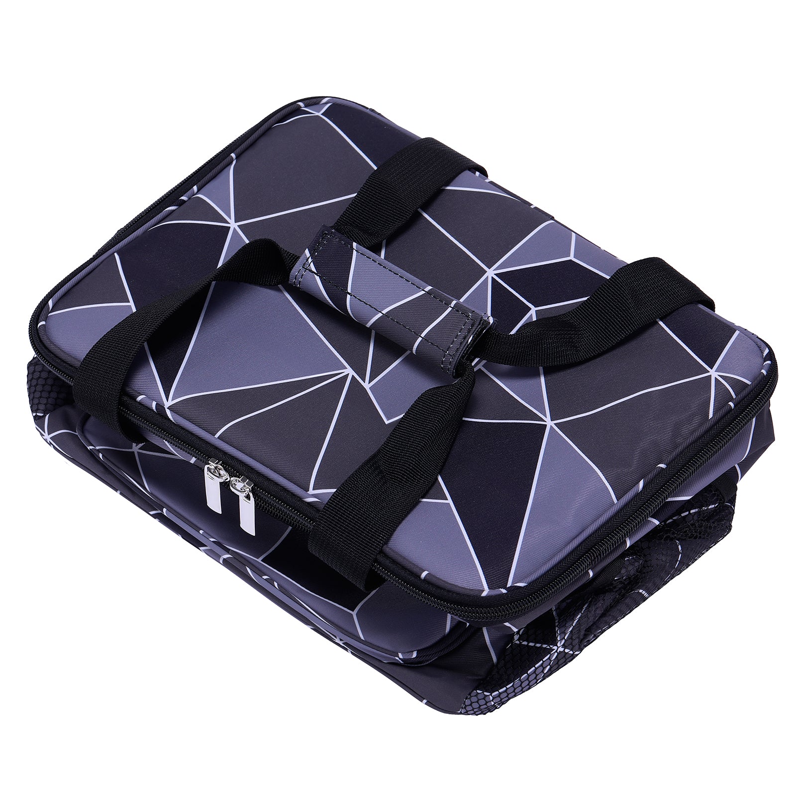 Cooler bag 15L abstract grey and black - lunch bag - 4-layer insulated - foldable - incl. 2 free cooling elements and carrying strap