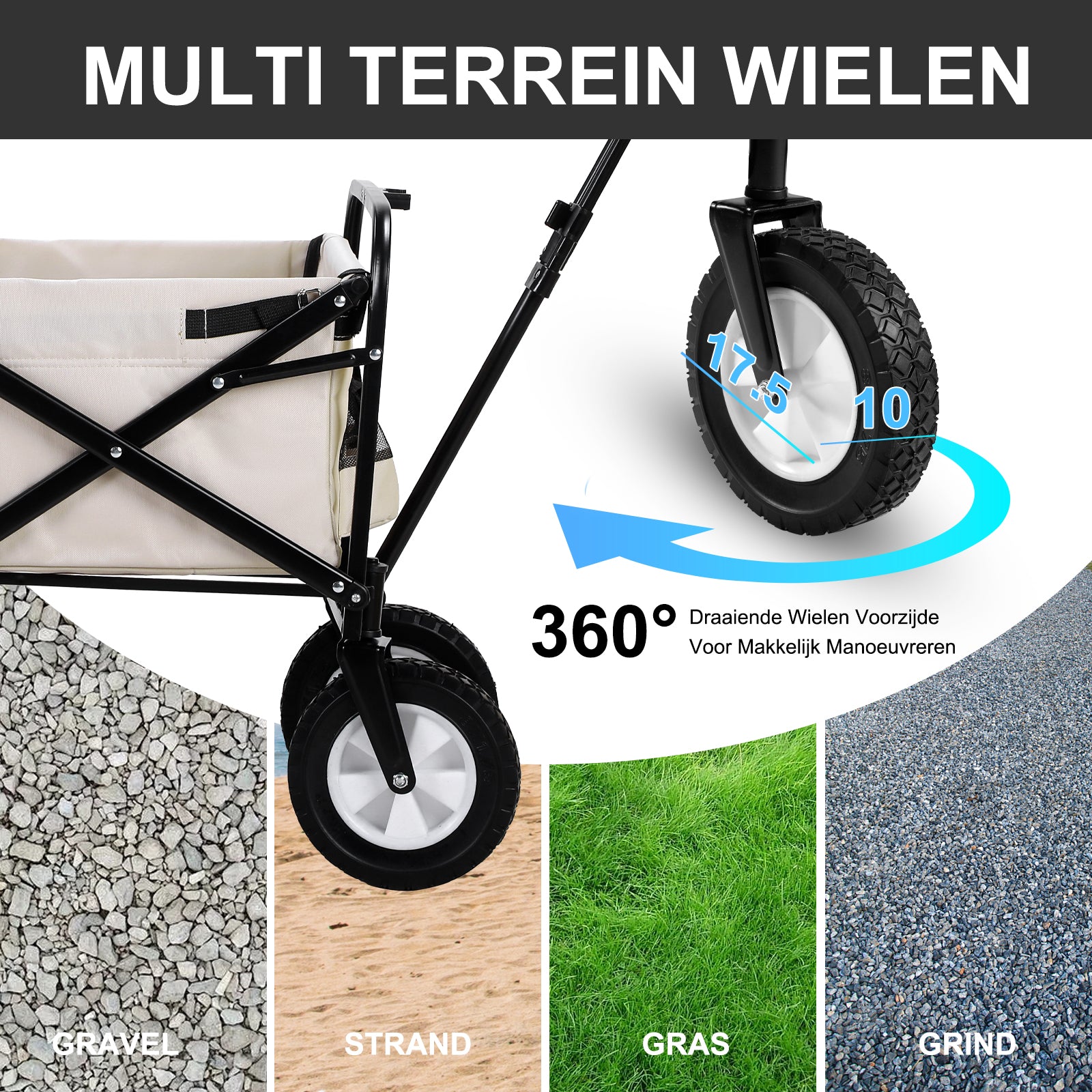 Packaway Bolderkar 70kg taupe - opvouwbaar - wasbaar