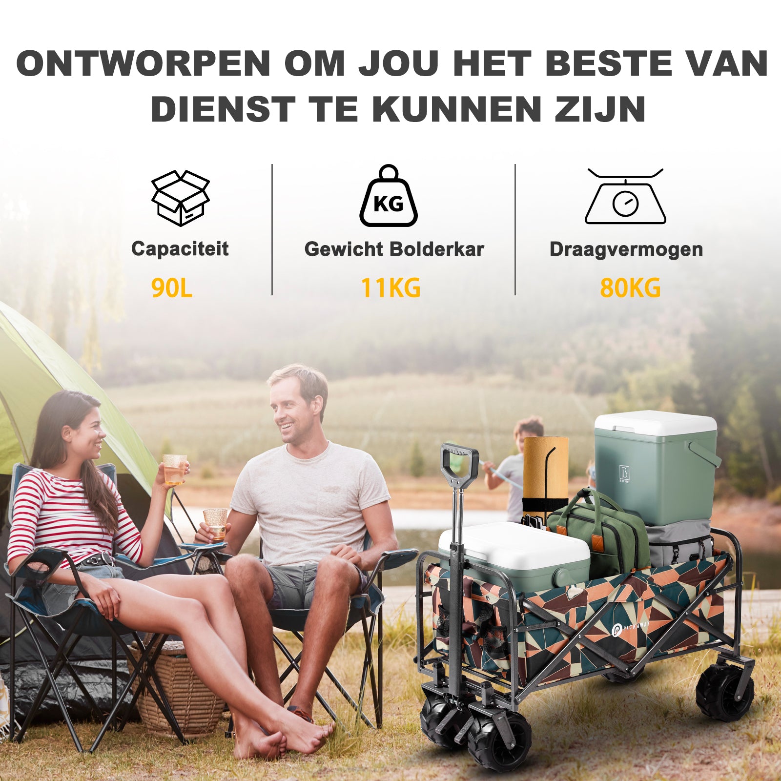 Packaway Bolderkar XL 80kg abstract colours - opvouwbaar - heavy duty - wasbaar