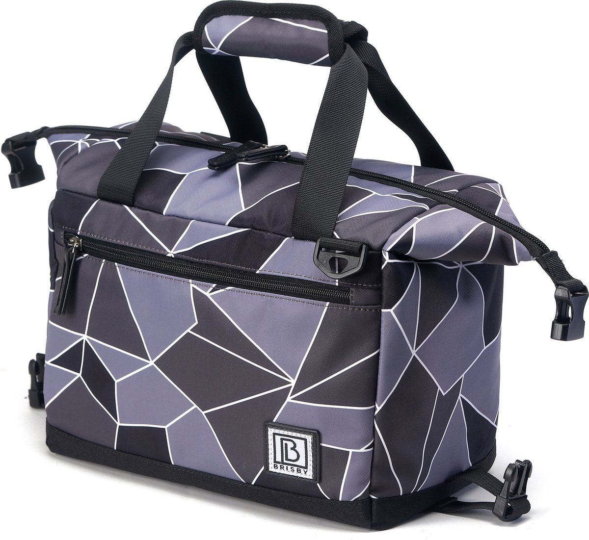 Cooler bag 12L abstract grey and black - Lunch bag - 4-layer insulated - extra space foldable - 2 free cooling elements - incl. shoulder strap