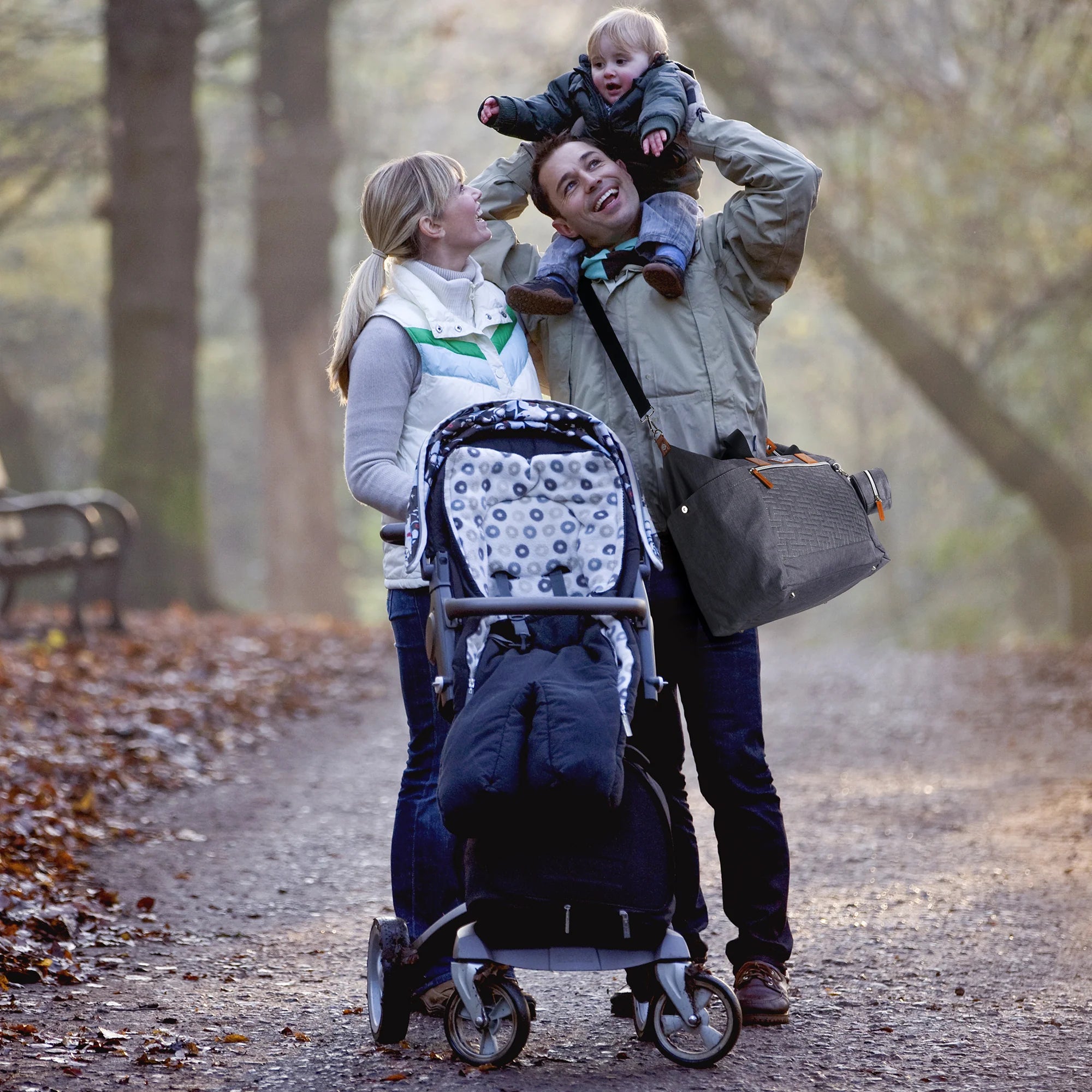 Duffel durable diaper bag gray - large nursing bag - Incl. changing mat, insulated compartments and pacifier holder