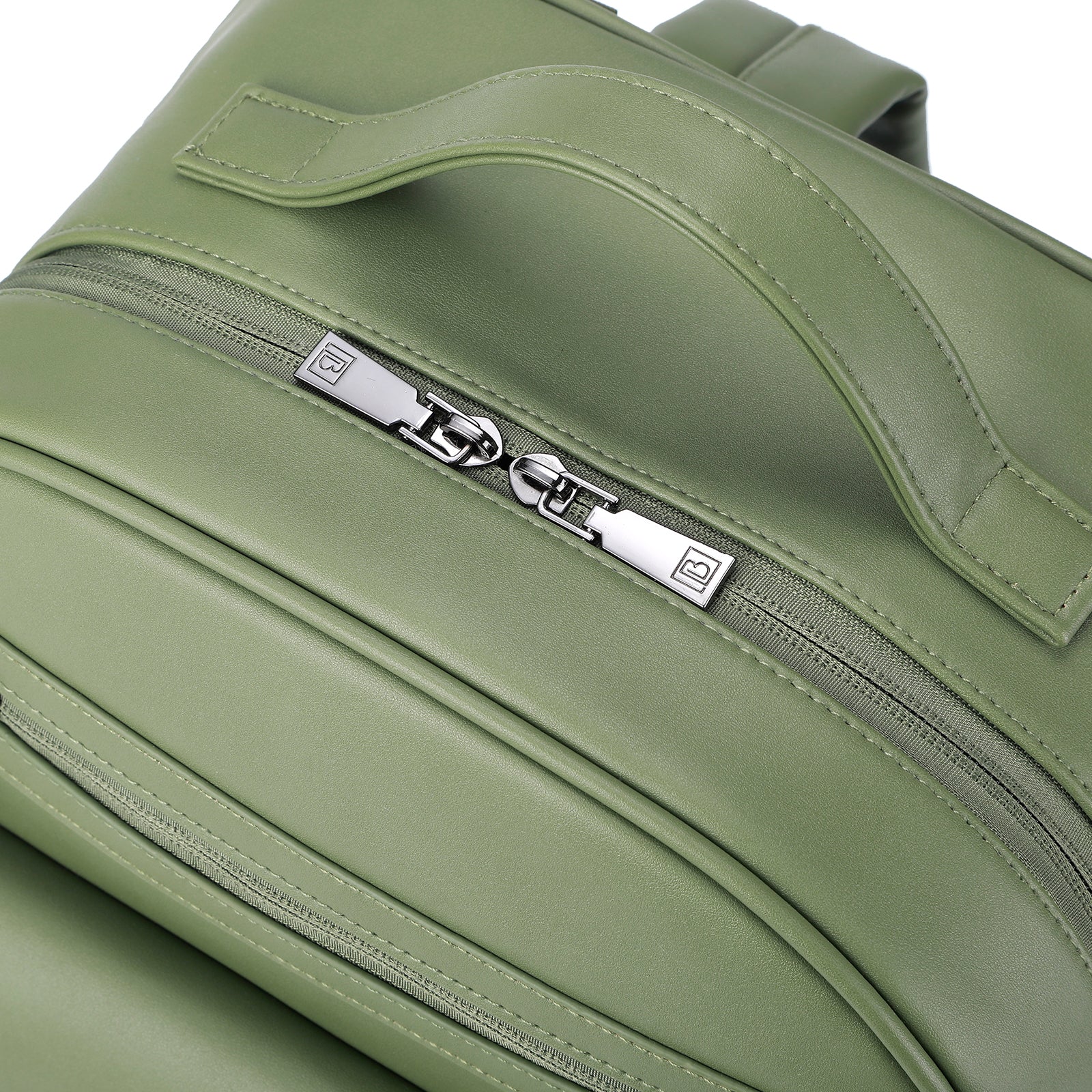 Venezia wear-resistant backpack green - PU leather - 14 inch laptop compartment - water-repellent