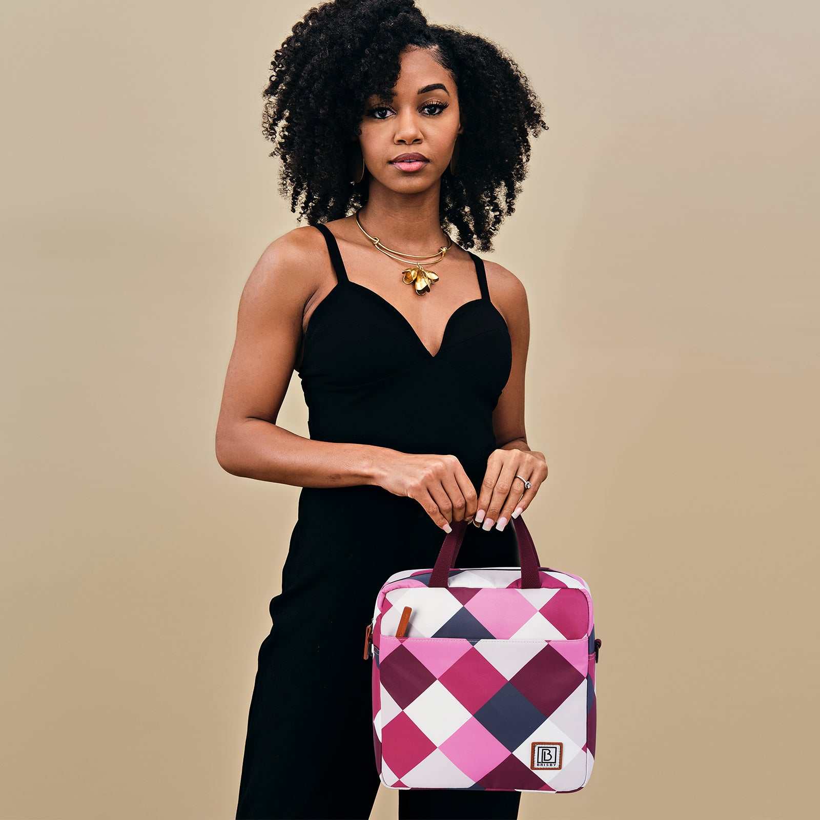 Brisby 4 Layer Insulated Cooler Bag - Lunch Bag 7 Liter - Block Pink