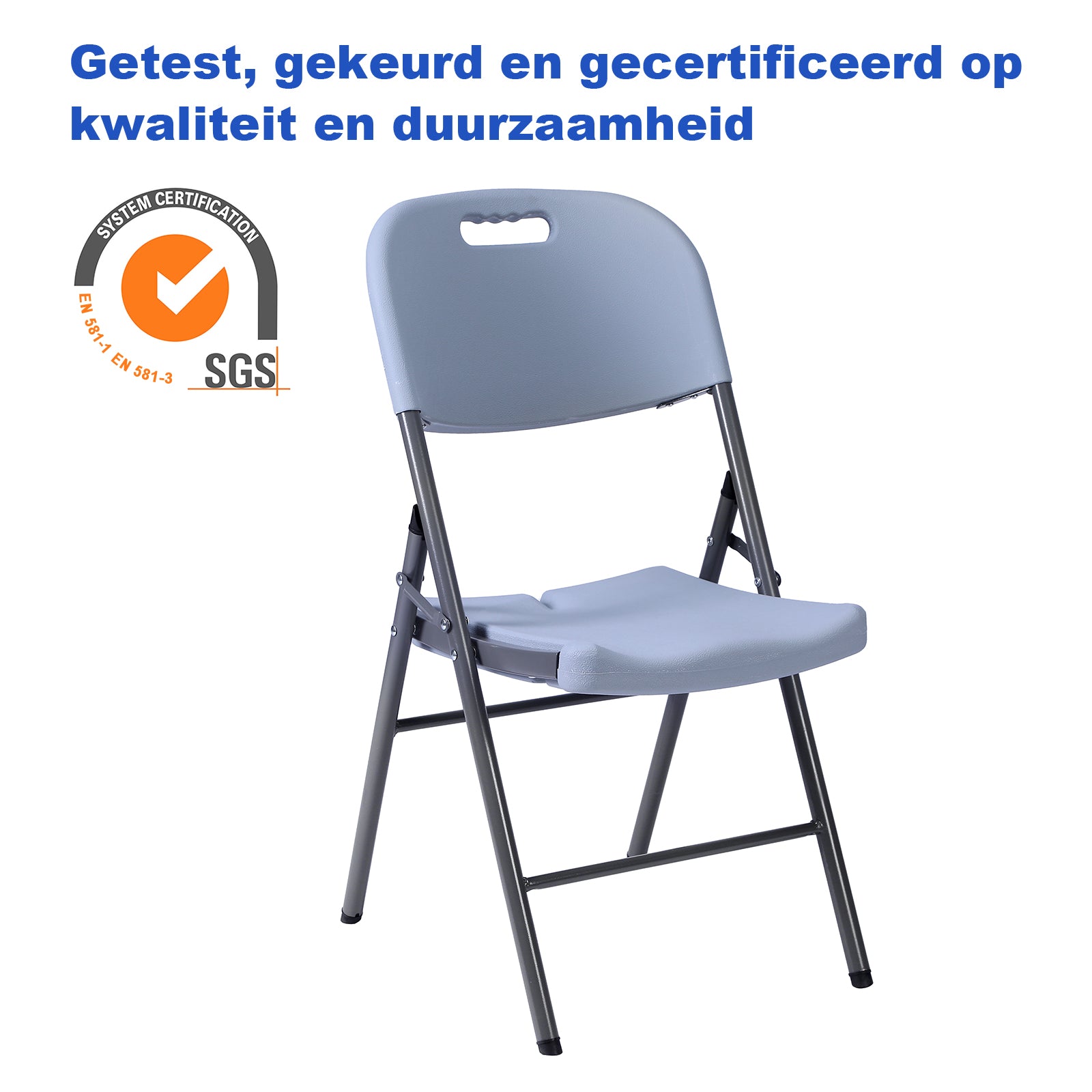 Bardi 4 Delige Klapstoelenset – Vouwstoelenset Zware Kwaliteit, Weersbestending 47 x 54 x 87 cm. – GRIJS