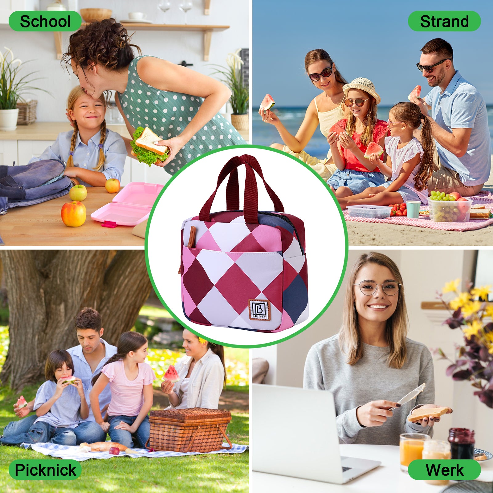 Cooler bag 4L block rose - 4-layer insulated - free cooling element