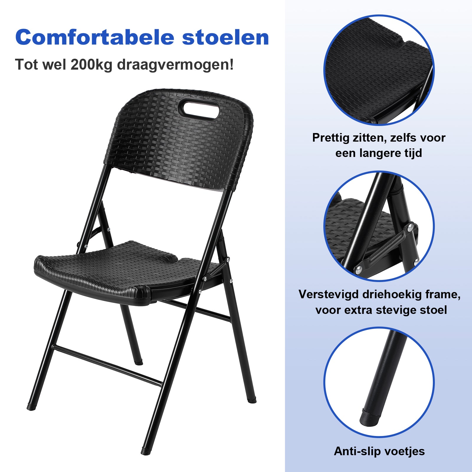 Bardi 4 Piece Folding Chair Set – Folding Chair Set Heavy Duty, Weather Resistant 47 x 54 x 87 cm. – Rattan