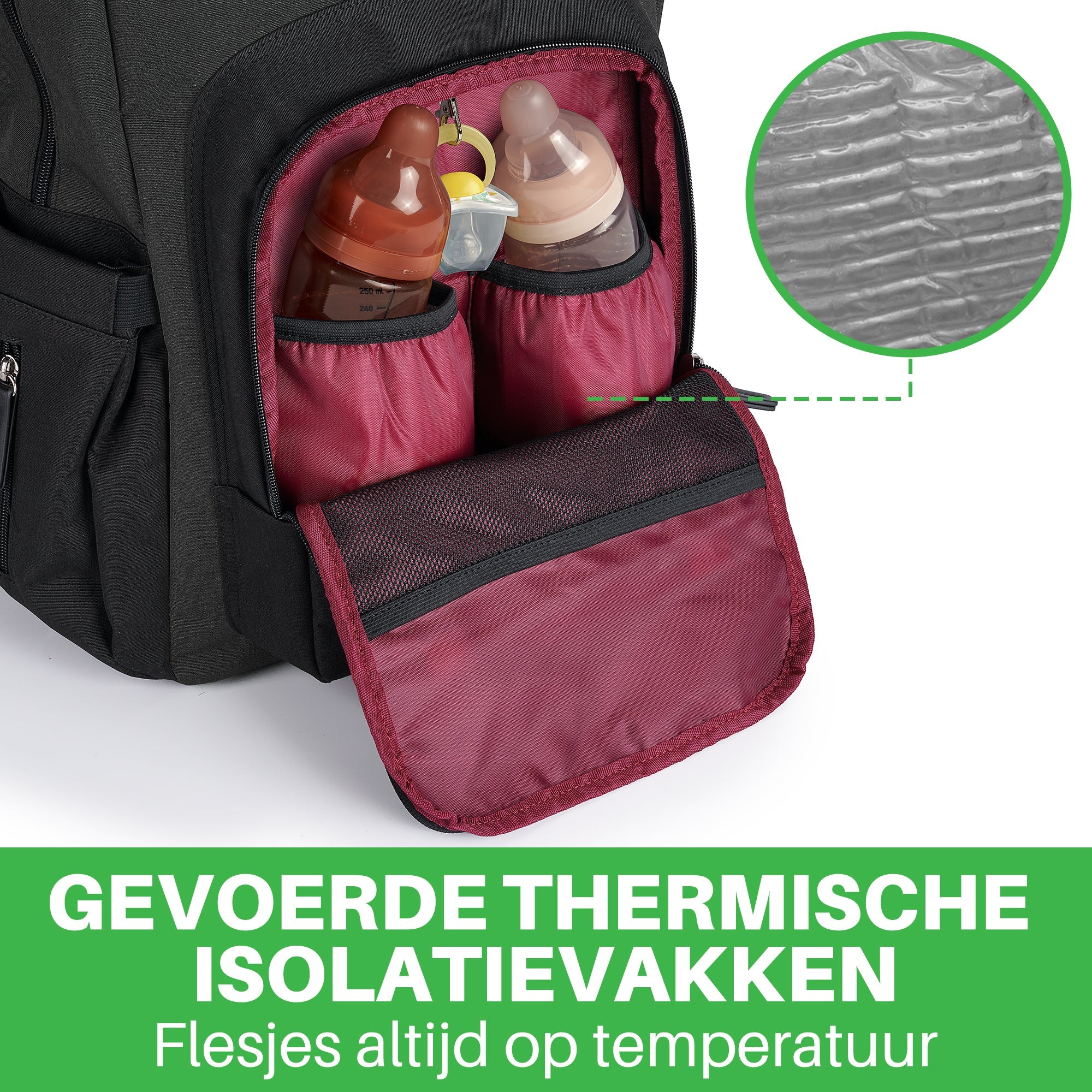 Two-tone slijtvaste luiertas grijs en zwart - verzorgingstas - incl. buggymontage en verschoningsmat