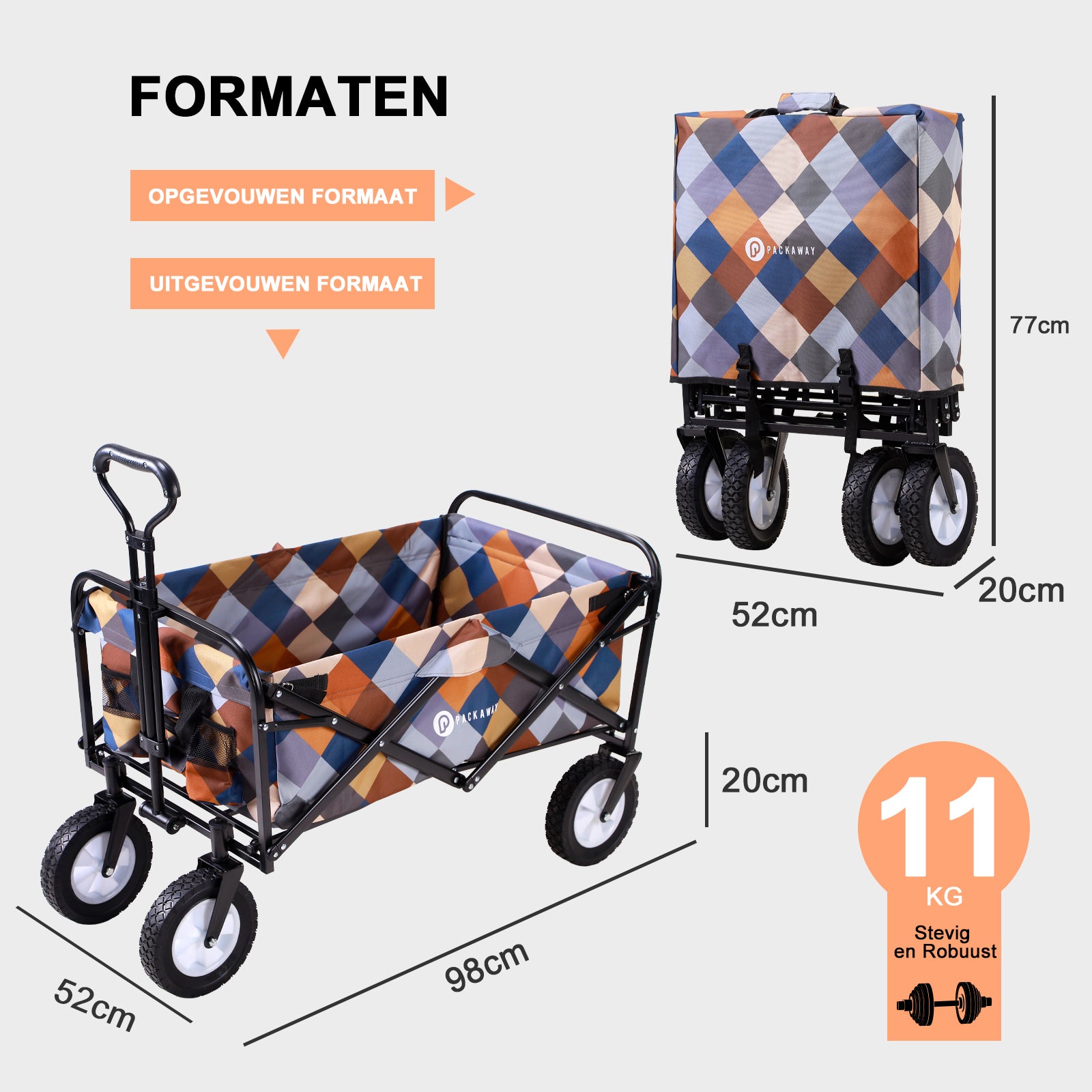 Packaway Bolderkar 70kg blok - opvouwbaar - wasbaar polyester