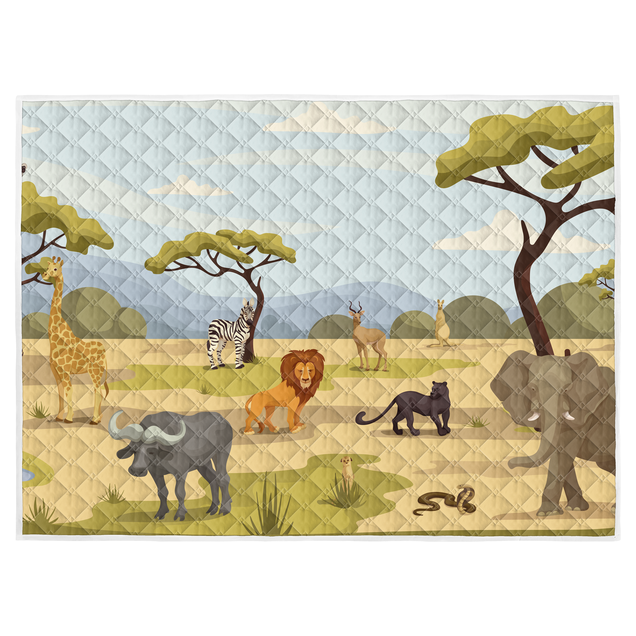 Play mat safari animals 150x200 - heavy quality - play mat - anti-slip - washable