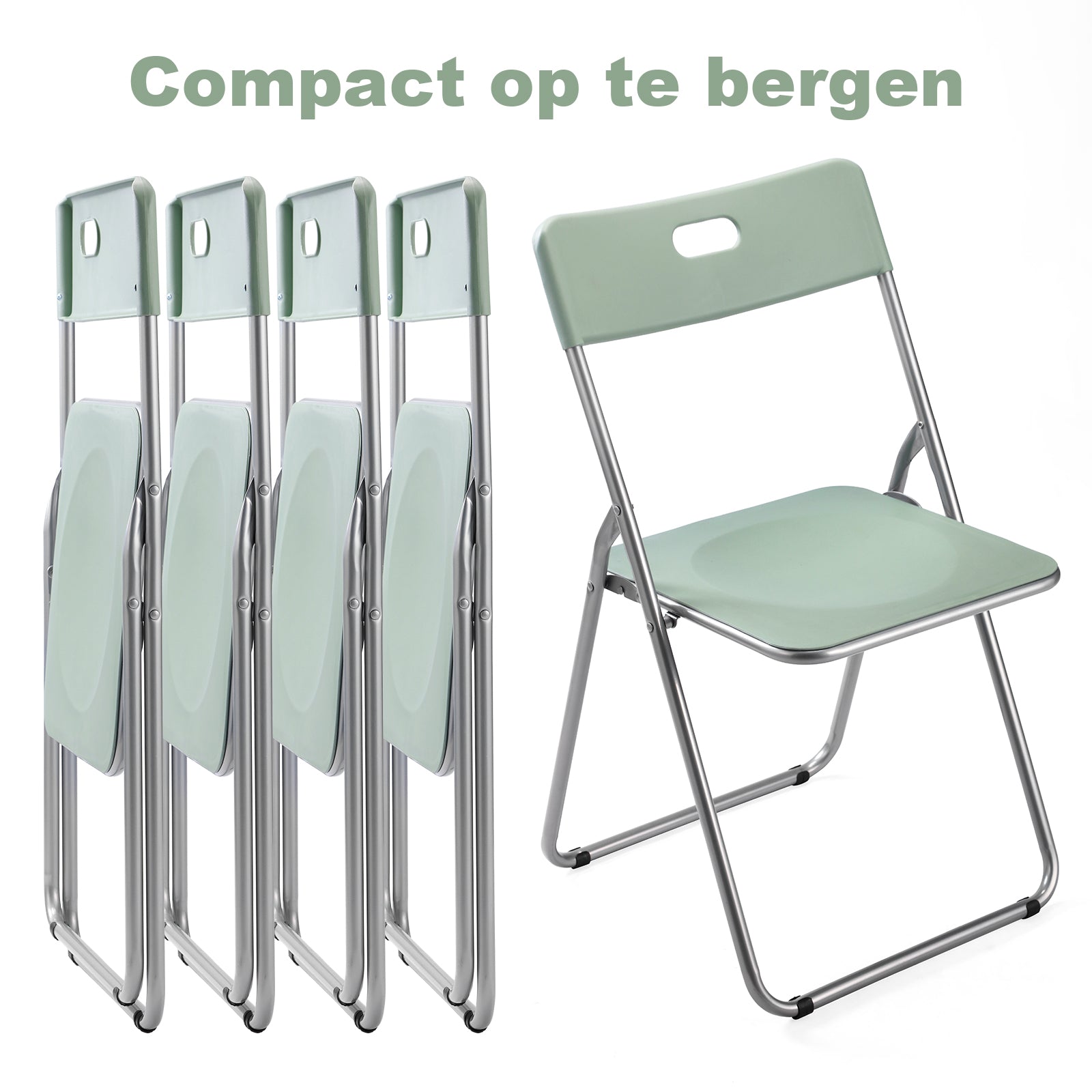 8-delige klapstoelenset stevige kwaliteit groen - weersbestending - 100 kg draagvermogen - 44 x 45 x 79 cm