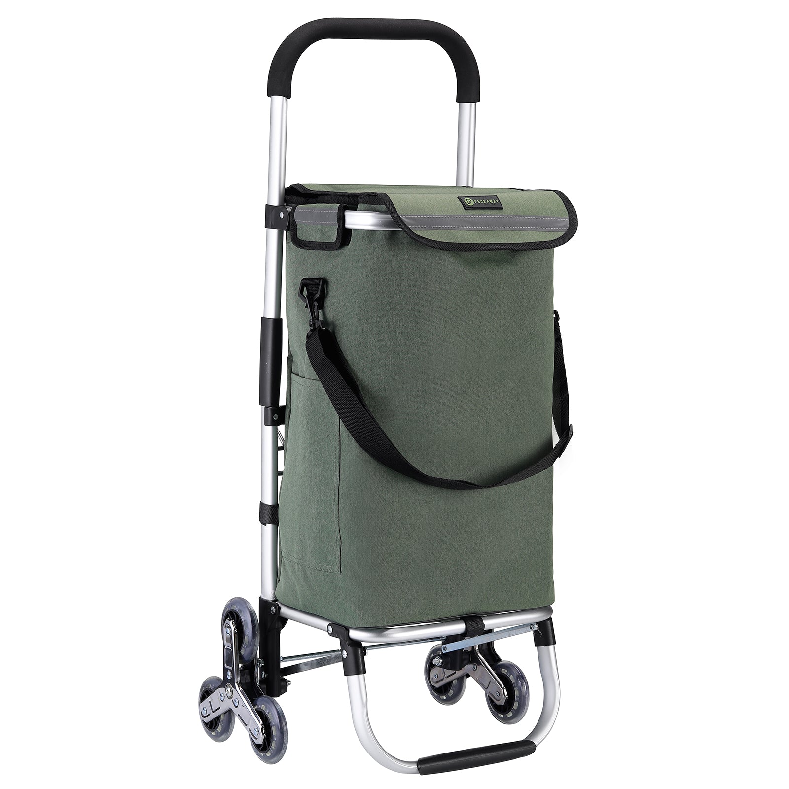 Shopping trolley 40L with pedal wheels green - shopping trolley suspension - foldable - telescopic handle