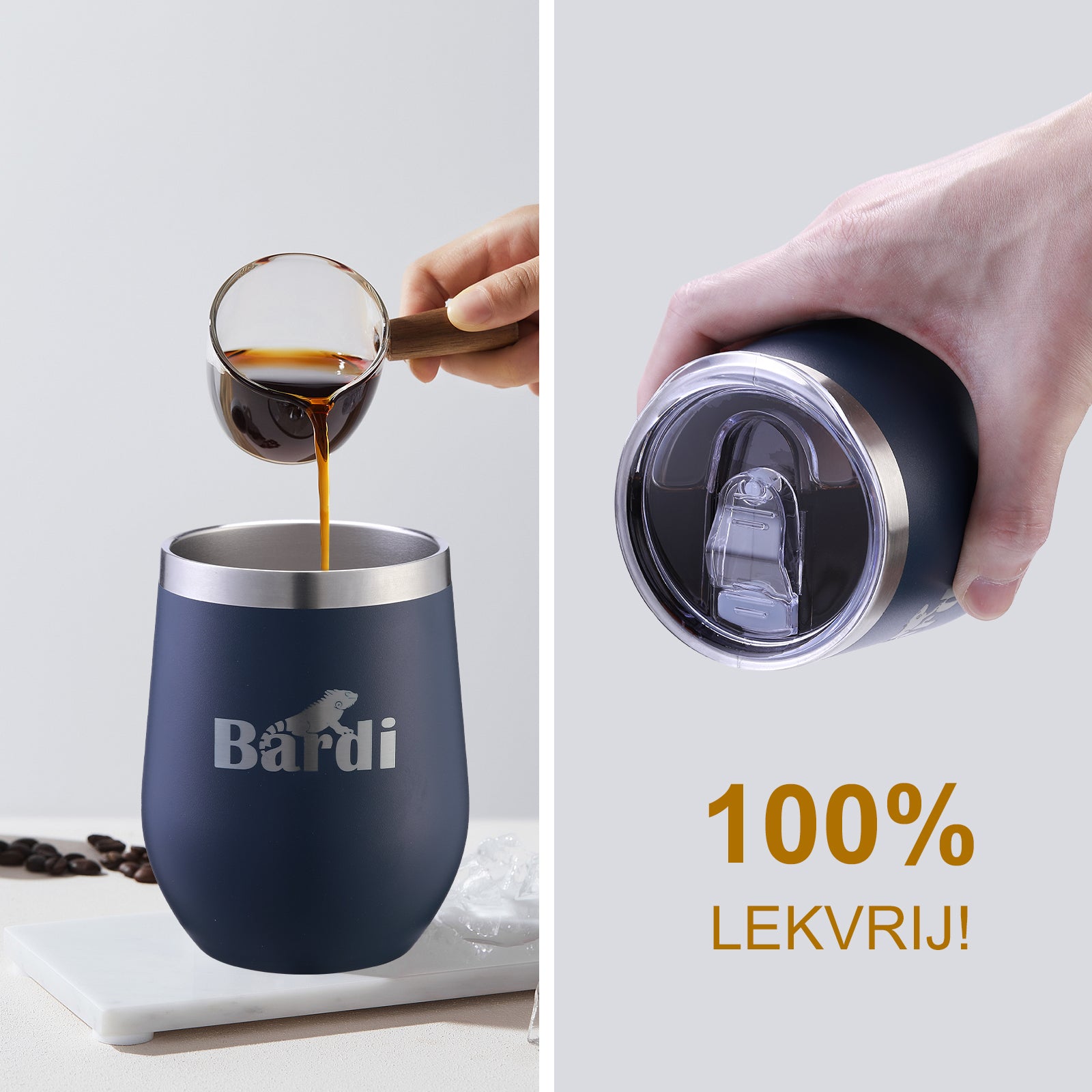 Bardi Thermosbekers 0,3L RVS blauw set - incl. deksels - dubbelwandig