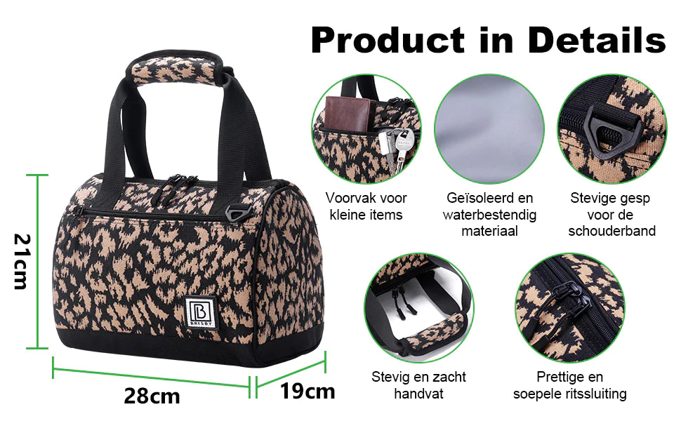 Koeltas 10L leo - Lunchtas - 4-laags geïsoleerd - 2 gratis koelelementen - incl. schouderband