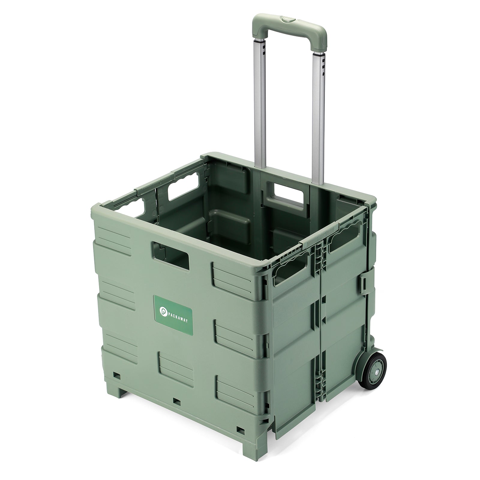 Packaway XL Foldable Shopping Trolley with wheels - Shopping crate - Storage box - Shopping trolley - Folding crate - 50 Liters - Green