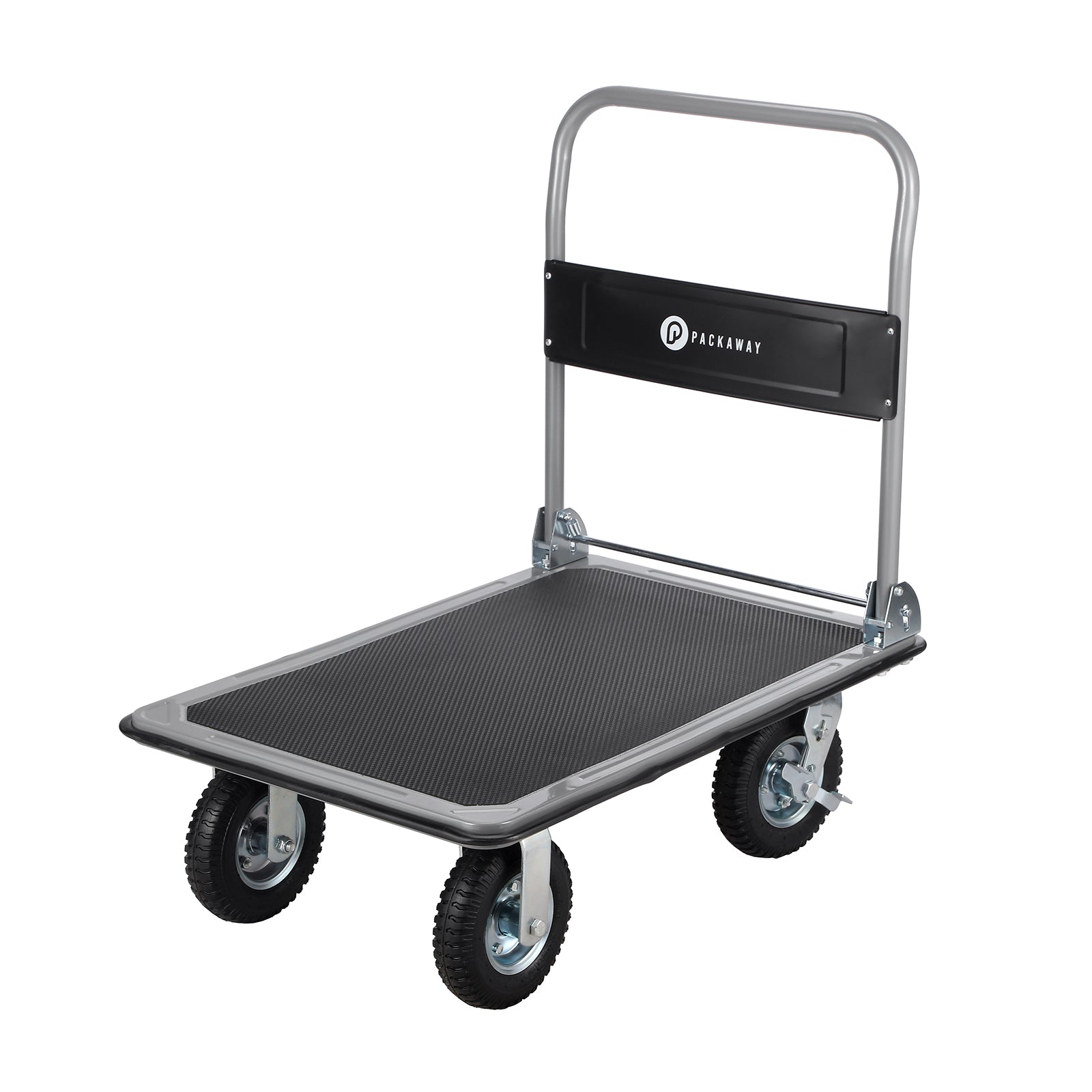 Packaway Professionele Opvouwbare Transportwagen 350 kg – Transportkar met Rubberen Luchtbanden – Rem – Antislip Laadplateau