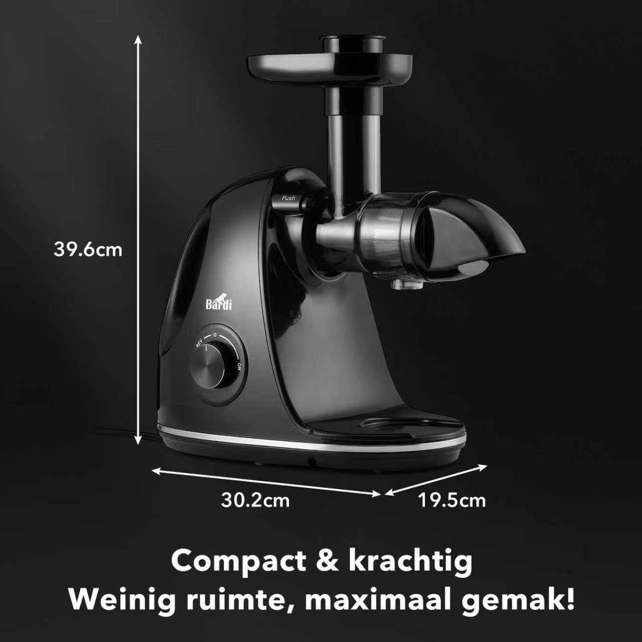 Bardi Slowjuicer zwart - 700 ml pulpreservoir - incl. schenkkan