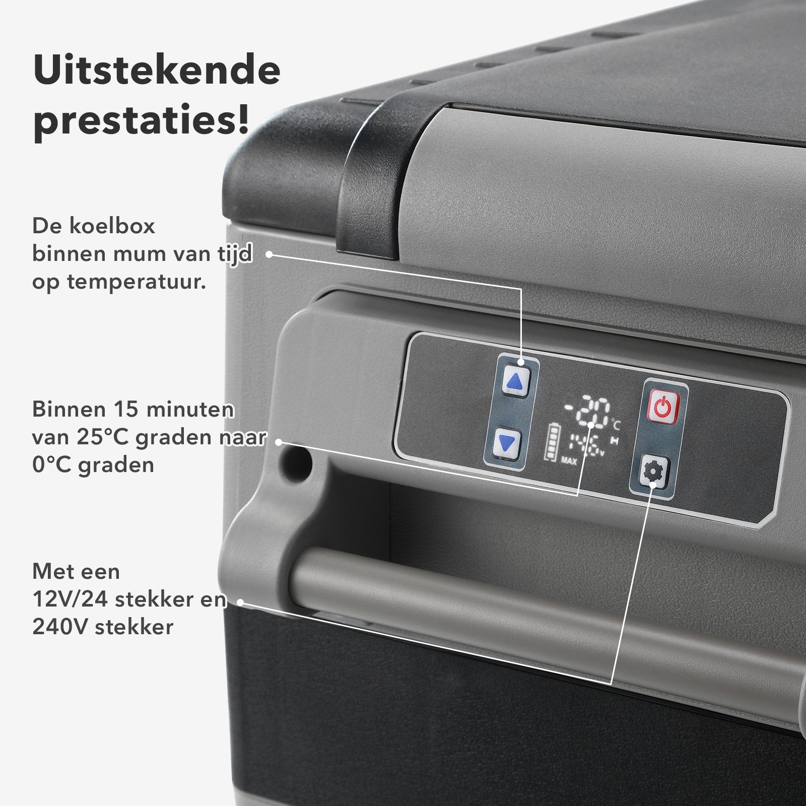 Compressor koelbox 40,5L en 8L koelbox zwart SET - Dual zone - koelen en vriezen - 12V en 230V - incl. 2x 1,2L thermosbekers