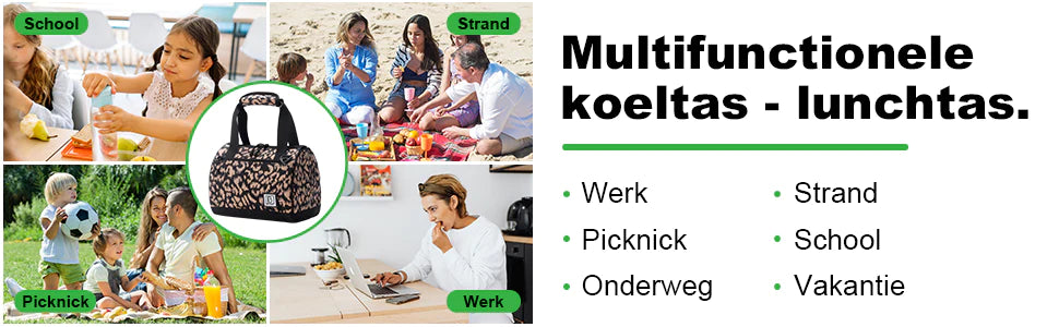 Koeltas 10L leo - Lunchtas - 4-laags geïsoleerd - 2 gratis koelelementen - incl. schouderband