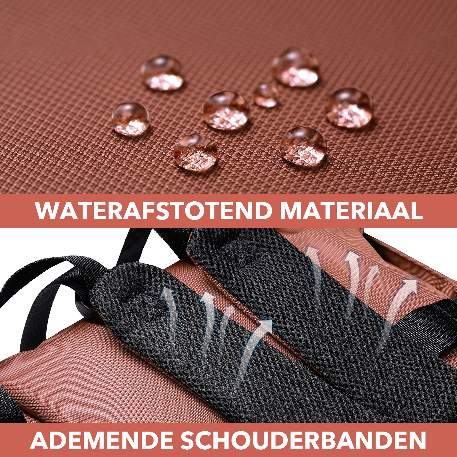 Stayopen luiertas roodbruin - Verzorgingstas - stay-open frame - USB oplaadfunctie - incl. buggymontage en verschoonmat