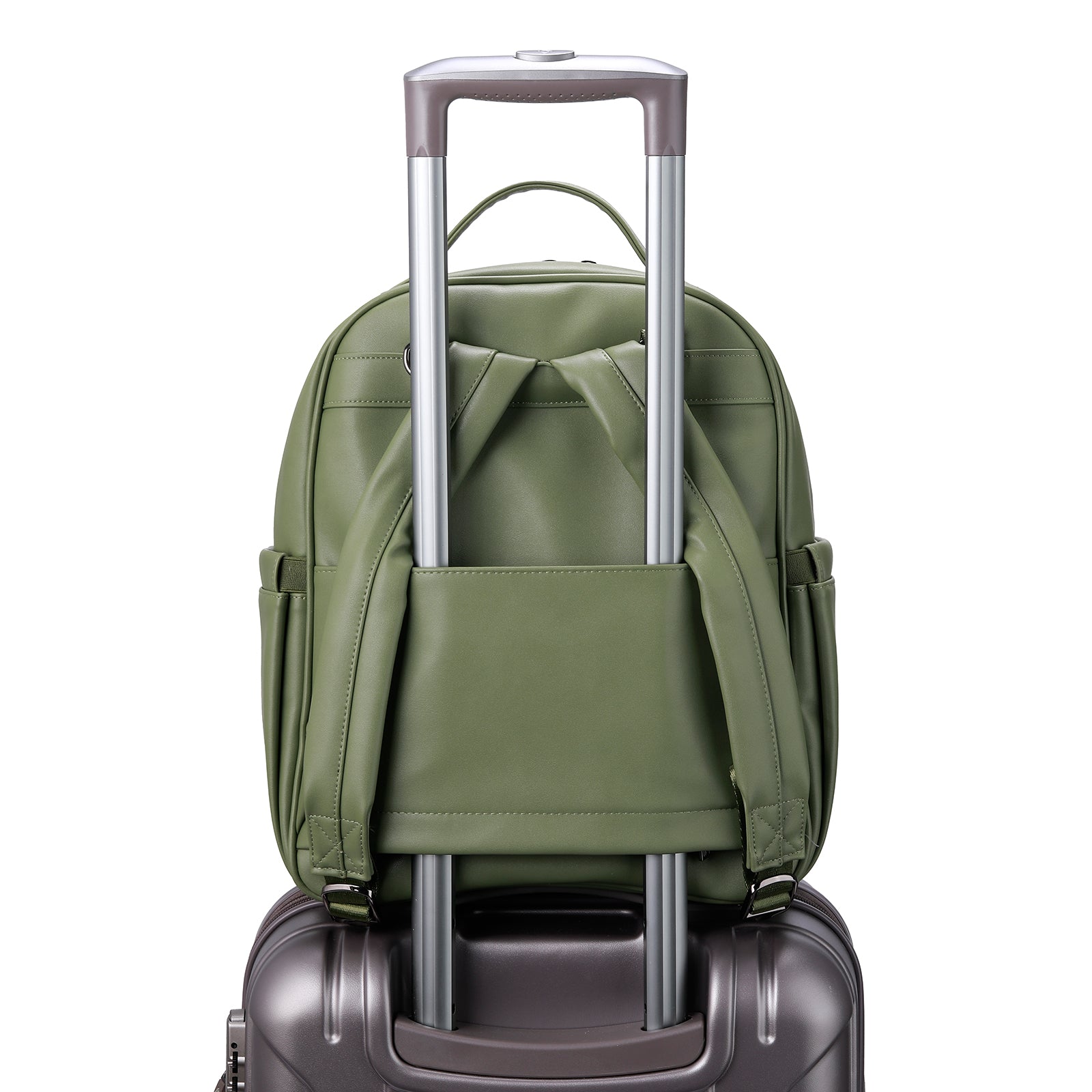 Venezia wear-resistant backpack green - PU leather - 14 inch laptop compartment - water-repellent