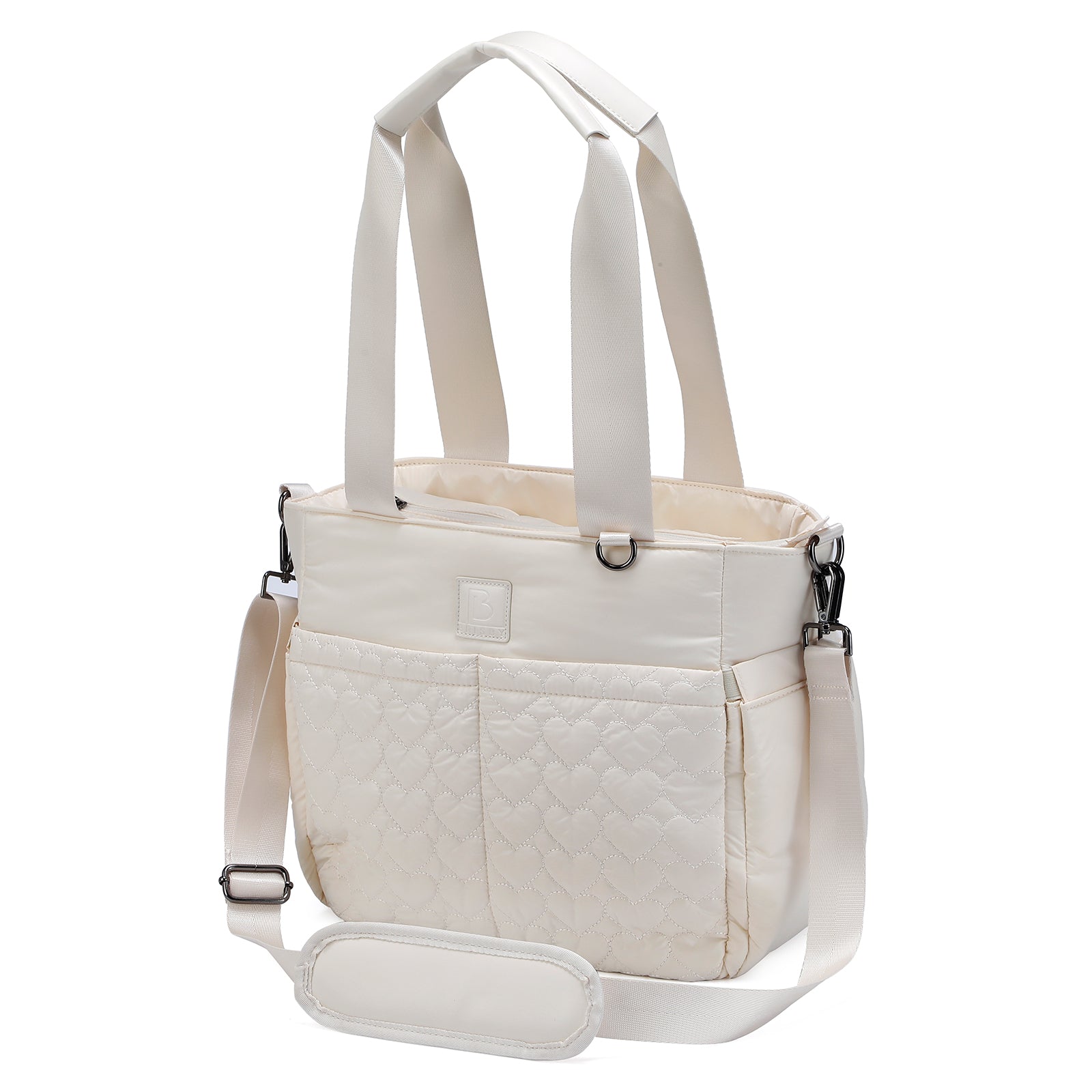 Florence diaper bag 17L cream - shoulder bag, changing bag - hard-wearing - incl. cool bag, changing mat and stroller hooks - nylon