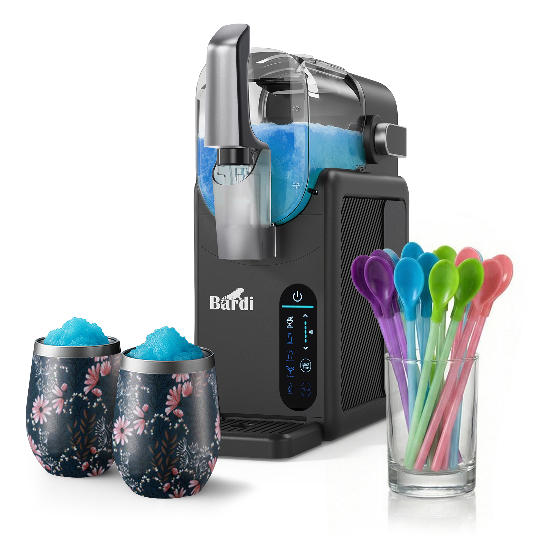 Bardi Slushmachine grijs met set cups Japanese Flower