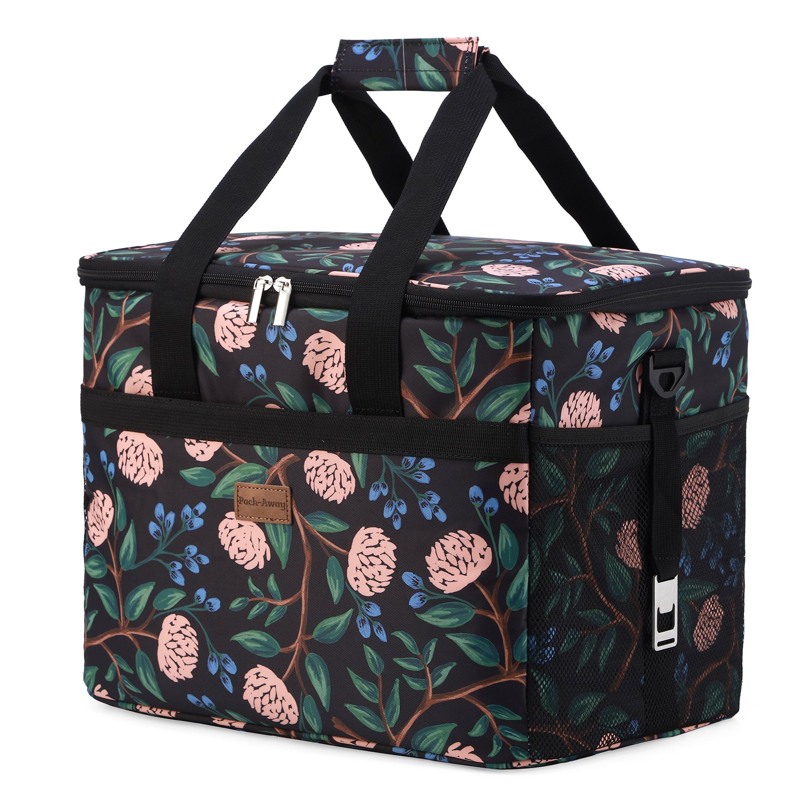 Cooler bag 30L passion flower - lunch bag - foldable - 4-layer insulated - incl. 4 free cooling elements and carrying strap