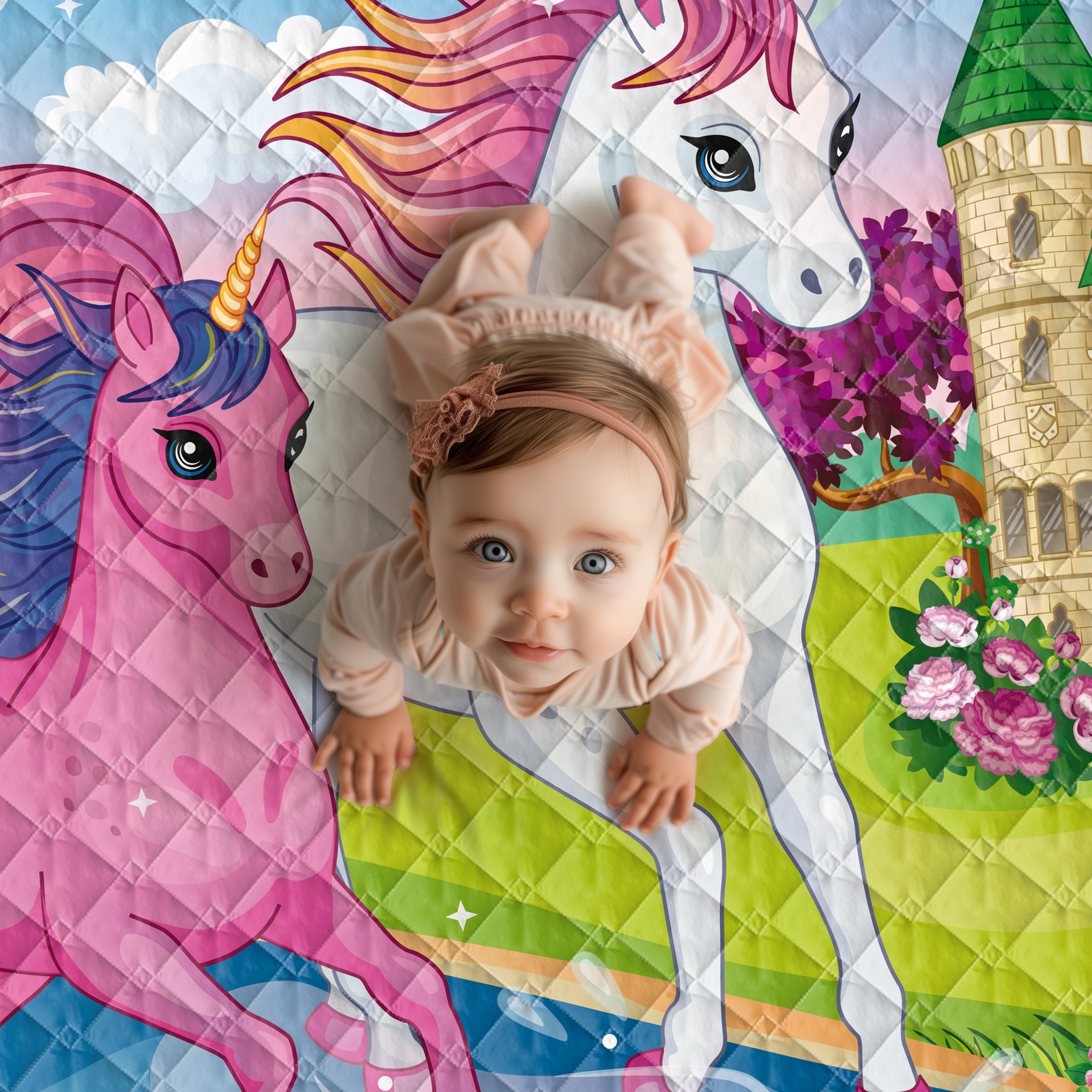 Play mat unicorn 150x200 - heavy quality - play mat - anti-slip - washable