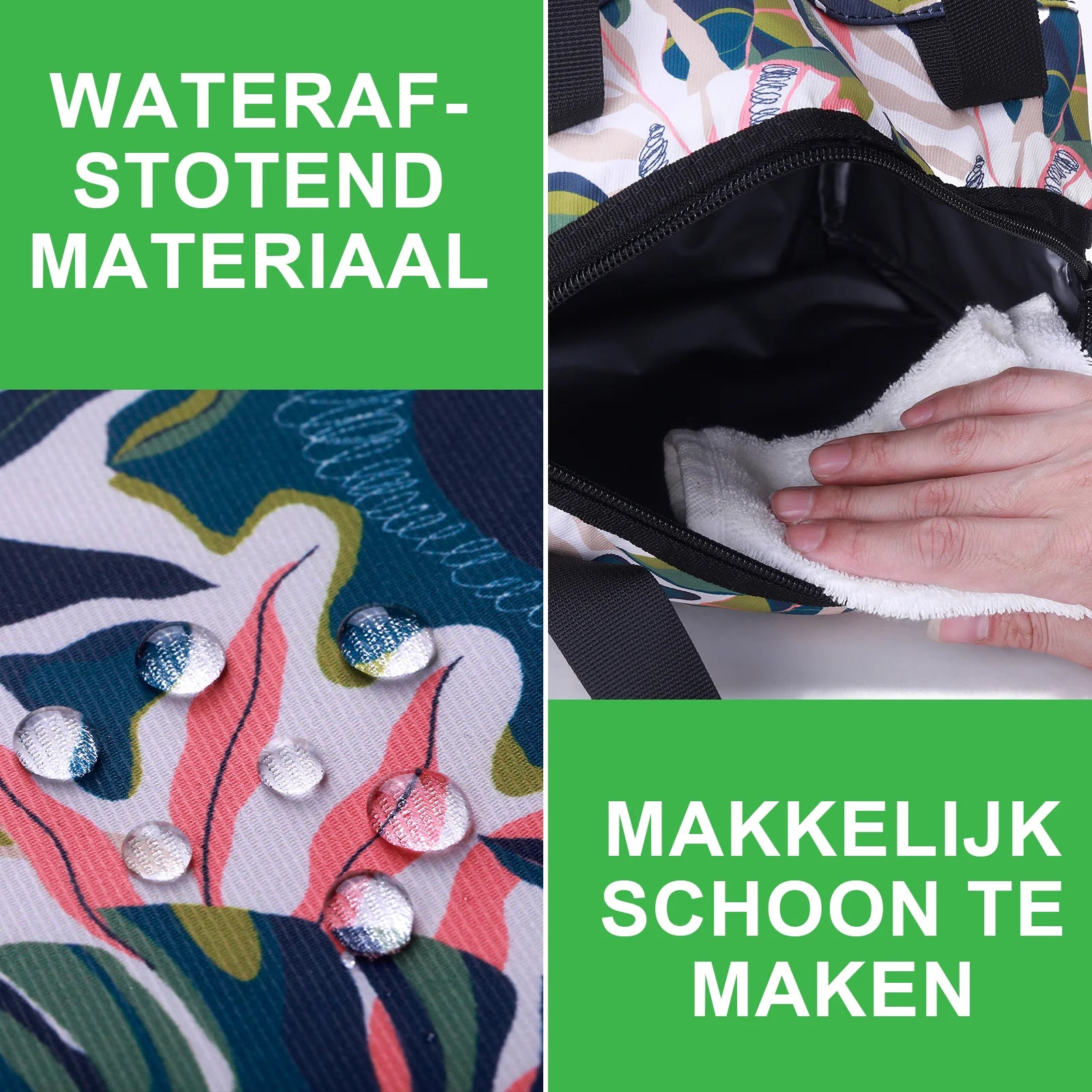 Koeltas 10L botanic garden - Lunchtas - 4-laags geïsoleerd - 2 gratis koelelementen - incl. schouderband