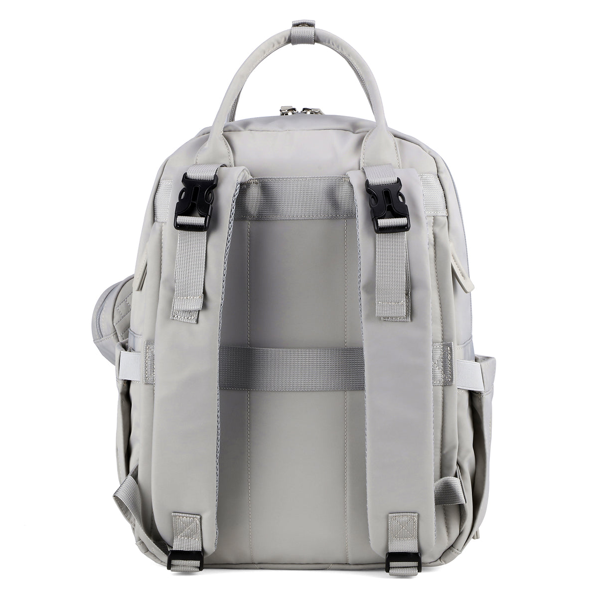 Brisby Premium Luiertas – Uitgebreide en Functionele Verzorgingstas – met buggymontage – Anti Diefstal Vakken - Reistrolley Sleeve - Inclusief verschoonmatje t.w.v.15,99 euro en speenhouder - Levenslange Garantie -Modern Grey