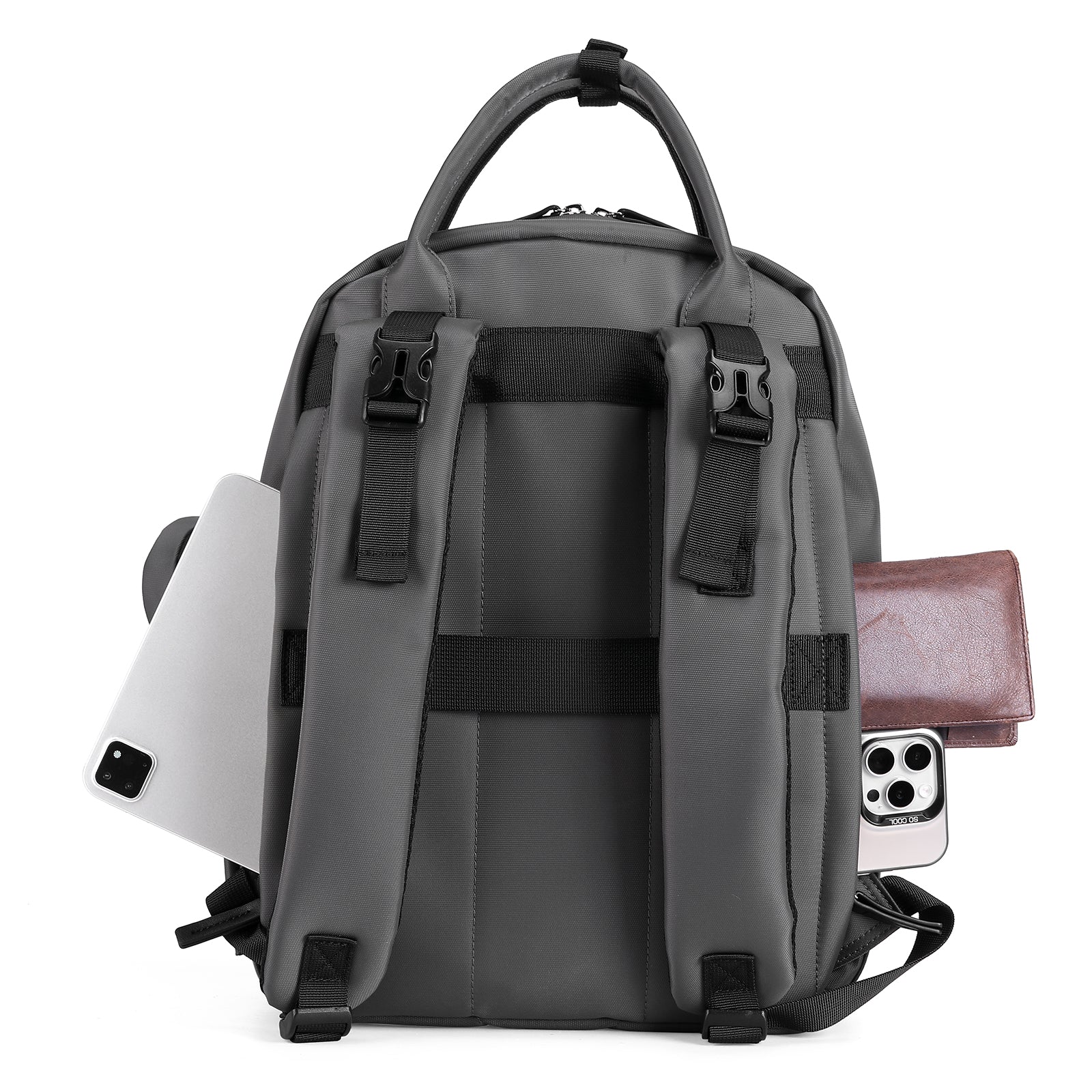 Premium luiertas donkergrijs - uitgebreide en functionele verzorgingstas - met buggymontage - anti diefstal vakken - reistrolley sleeve - incl. verschoonmatje en speenhouder - levenslange garantie