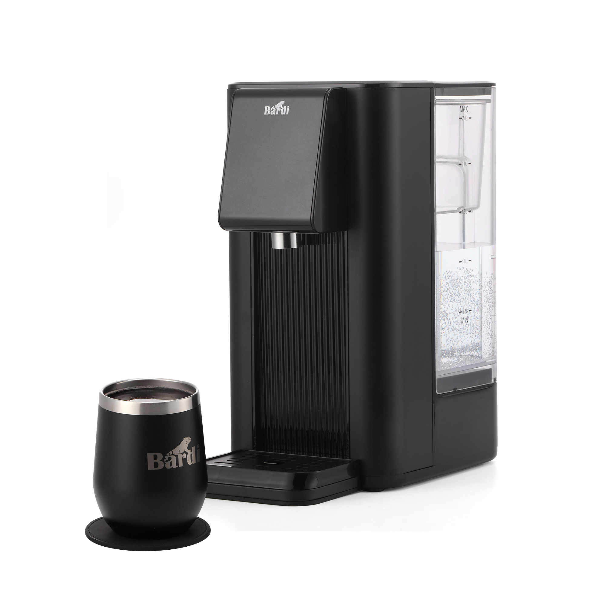 Bardi Heetwaterdispenser 2,6L zwart - incl.thermoscup + onderzetter - instant-heating - 6 temperatuurstanden