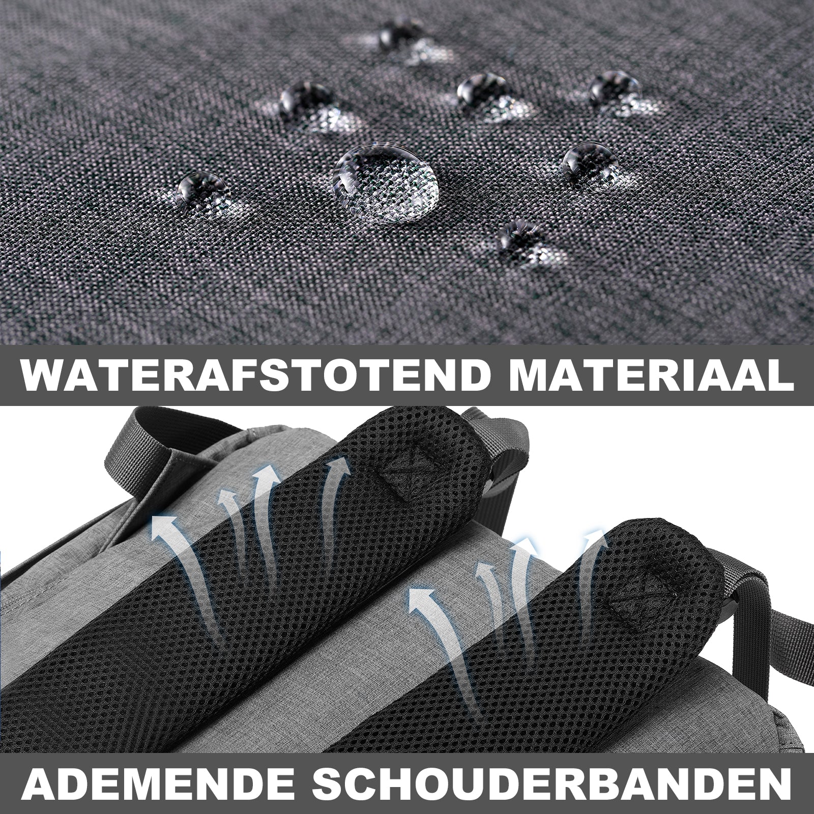 Brisby Rugzak voor Dames & Heren – Comfortabele, Waterafstotende Rugtas met Laptopvak, perfect als Schooltas, Werktas & voor op Reis. Geschikt als handbagage. Levenslange Garantie! - Donkergrijs