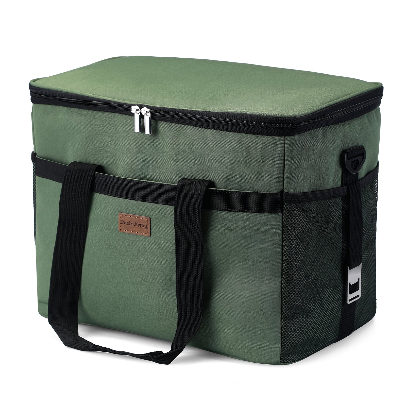 Cooler bag 30L green - lunch bag - foldable - 4-layer insulated - incl. 4 free cooling elements and carrying strap