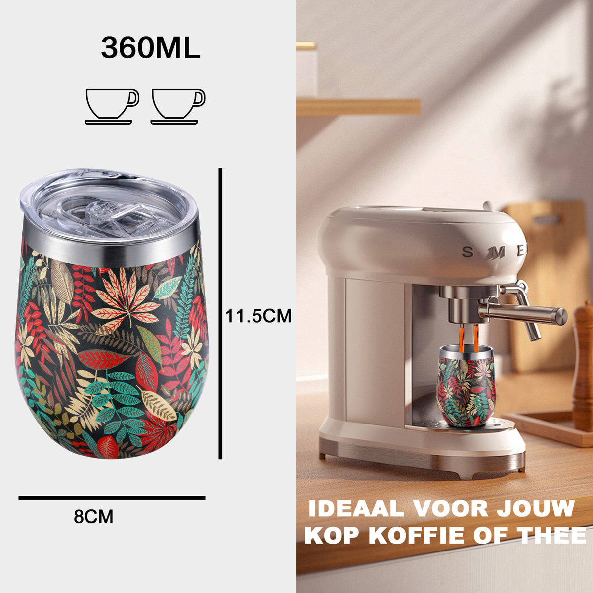 Bardi IJsblokjesmachine set 1,6L RVS - incl. 3 thermoscups jungle en ijsschep