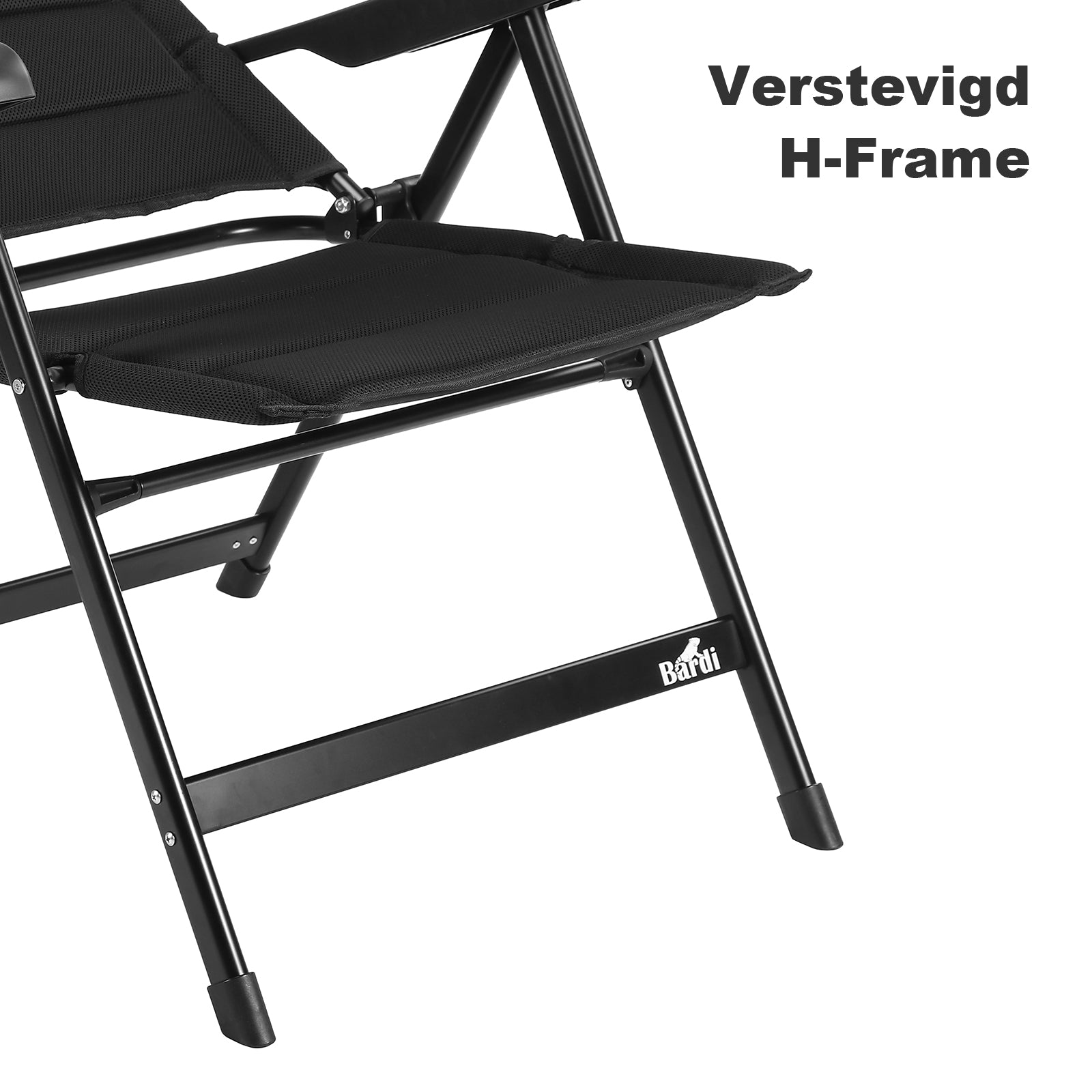 6-delige luxe campingstoelen set - 7 standen - 120 kg draagvermogen - lichtgewicht - zwart