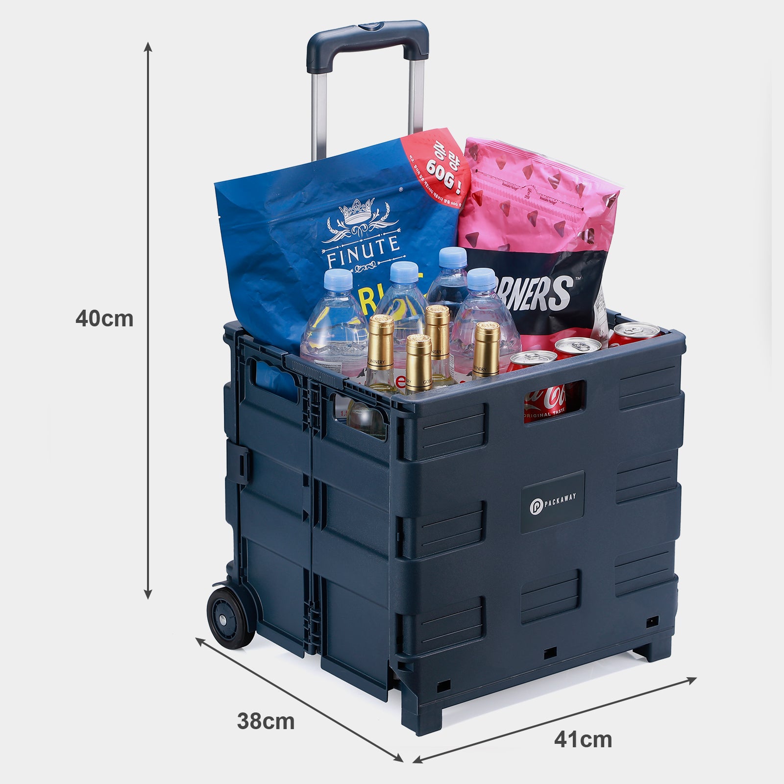 Packaway Boodschappentrolley krat XL 50L blauw - incl. deksel