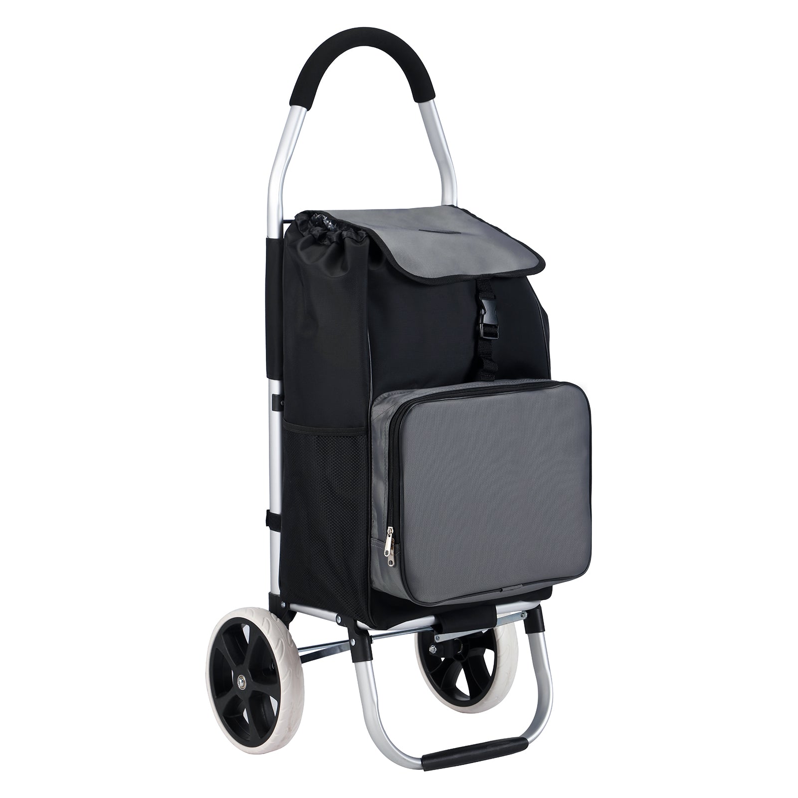 Boodschappentrolley Deluxe 50L met koelvak zwart-grijs - boodschappenwagen - steekwagenfunctie