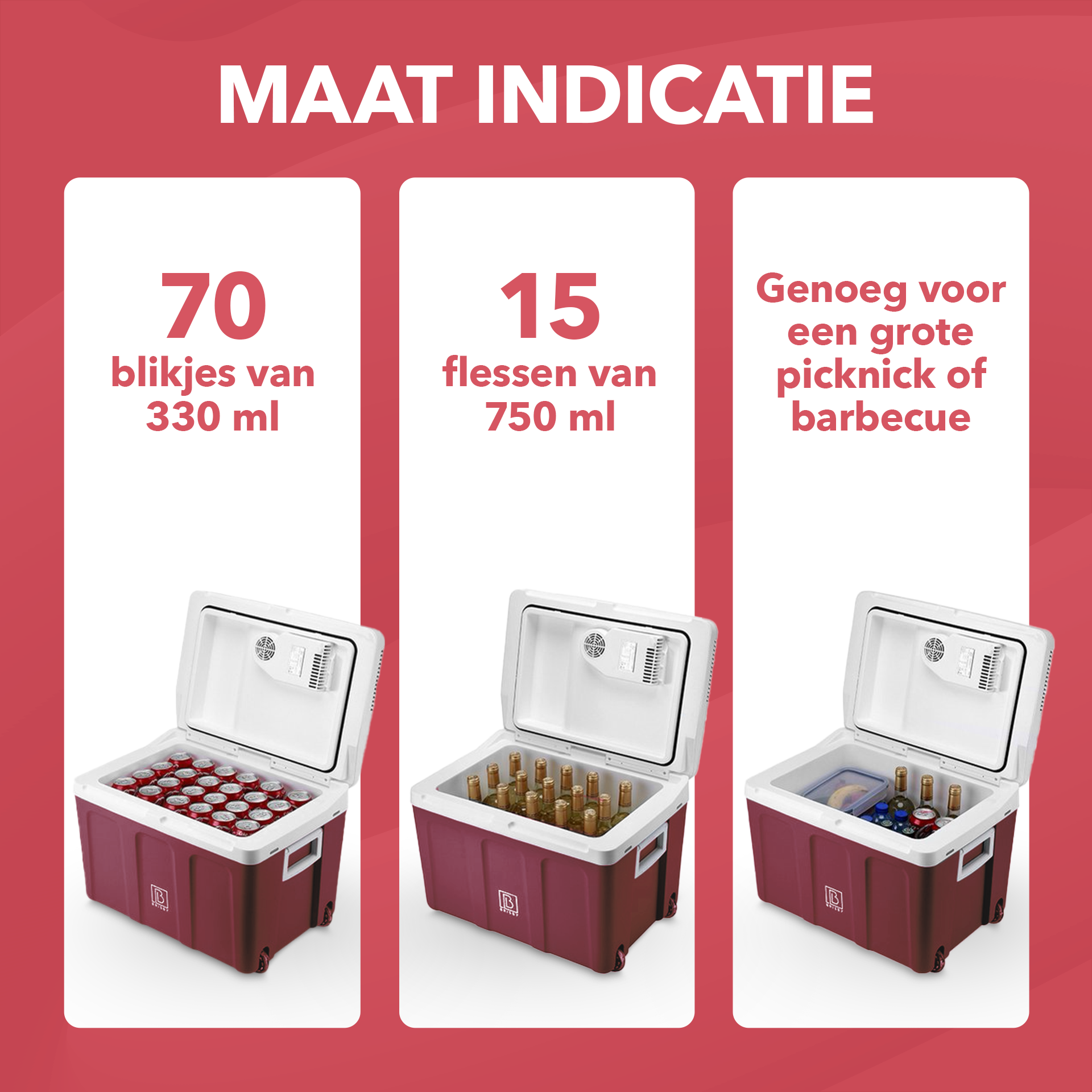 Electric cool box 40L red incl. FREE 8L cool box - AC/DC 12V, 220/230V - incl. divider