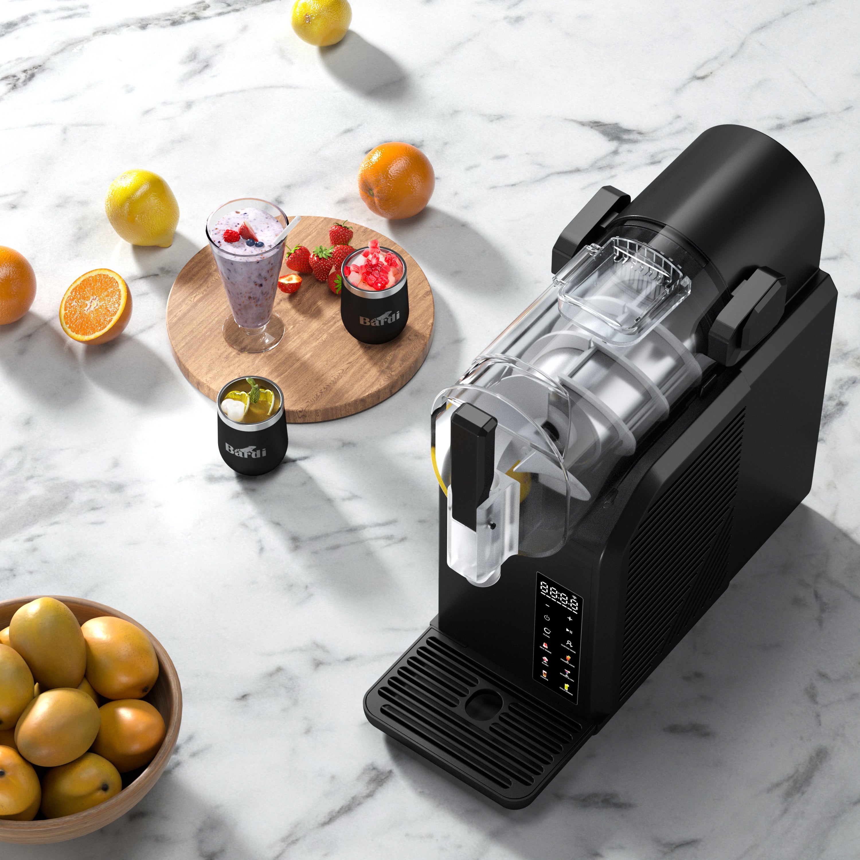 Slushmachine SET - 7-in-1 - slush, frappé, milkshake en smoothie maker - 2,1L - incl. 2 grijze thermoscups
