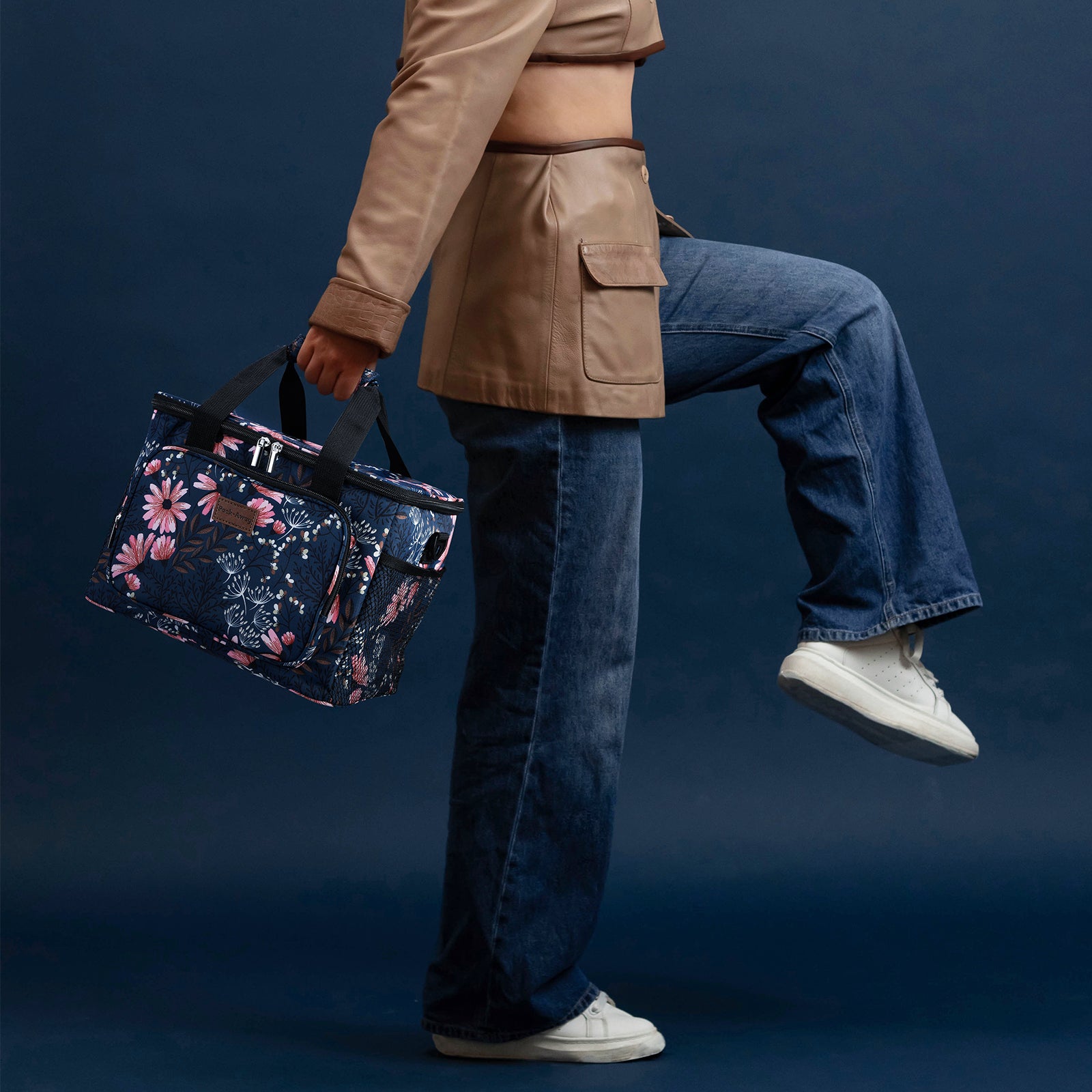 Cooler bag 15L Japanese flower - lunch bag - 4-layer insulated - foldable - incl. 2 free cooling elements and carrying strap