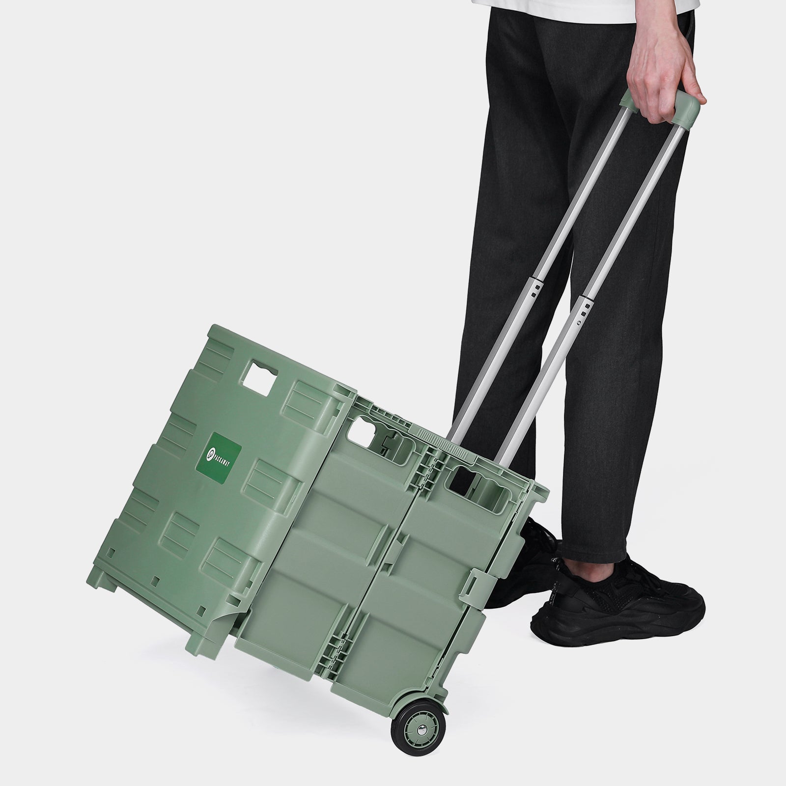 Packaway XL Foldable Shopping Trolley with wheels - Shopping crate - Storage box - Shopping trolley - Folding crate - 50 Liters - Green