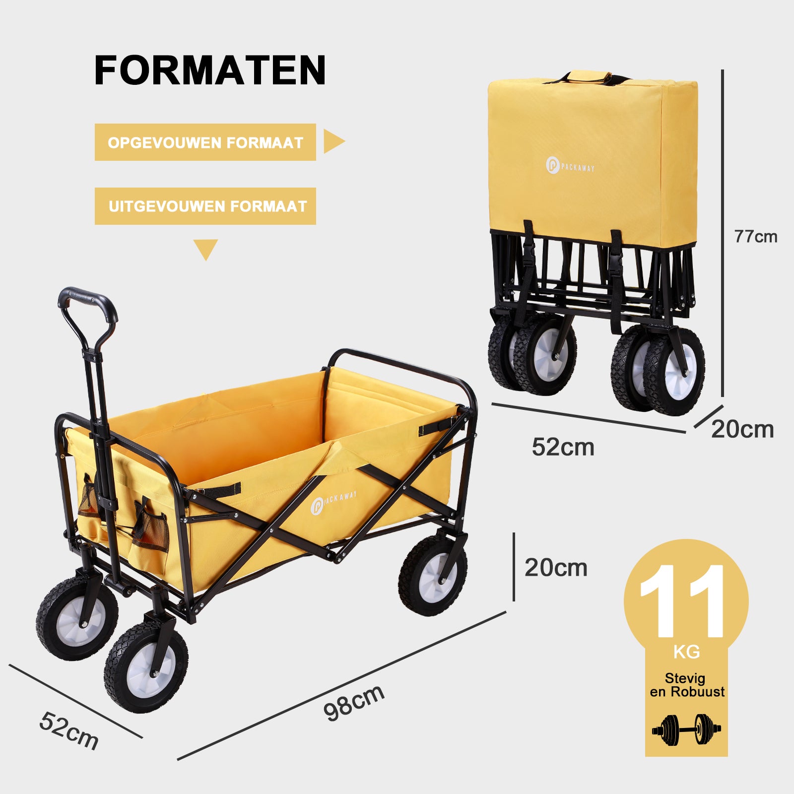 Packaway Bolderkar 70kg oker - opvouwbaar - wasbaar