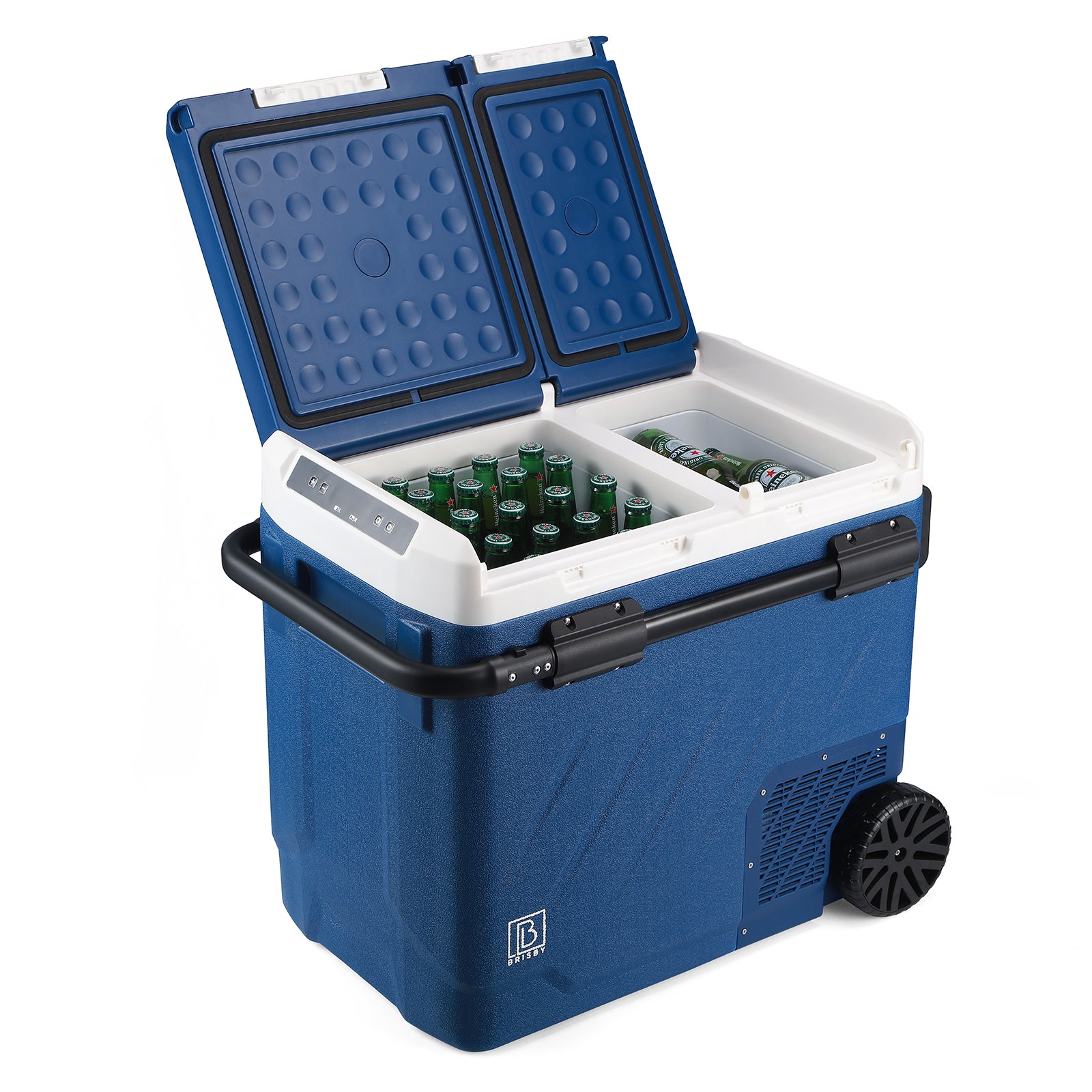Compressor koelbox 58,1L - Koelen en vriezen - 12V en 230V - verrijdbaar - incl. 2x 1,2L thermosbekers