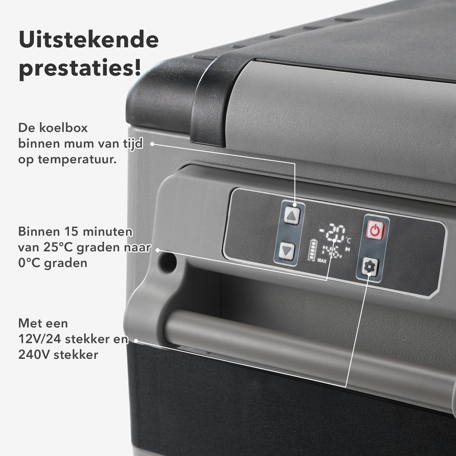 Compressor koelbox 49,5L - Dual zone - koelen en vriezen - 12V en 230V - incl. 2x 1,2L thermosbekers