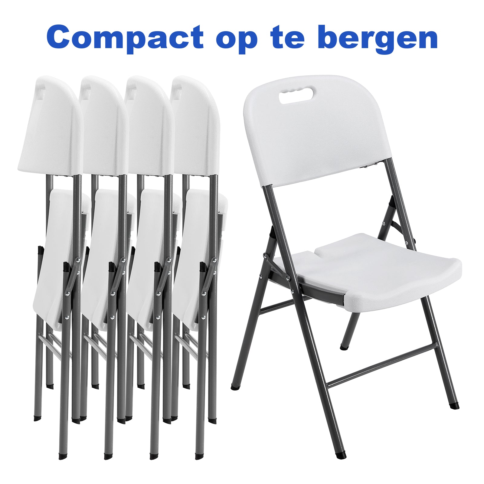 Bardi 8 Piece Folding Chair Set – Heavy Quality Folding Chair Set, Weather Resistant 47 x 54 x 87 cm. - White grey