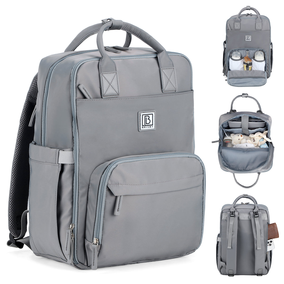 Brisby slijtvaste Luiertas – verzorgingstas – met buggymontage - Bluishgrey