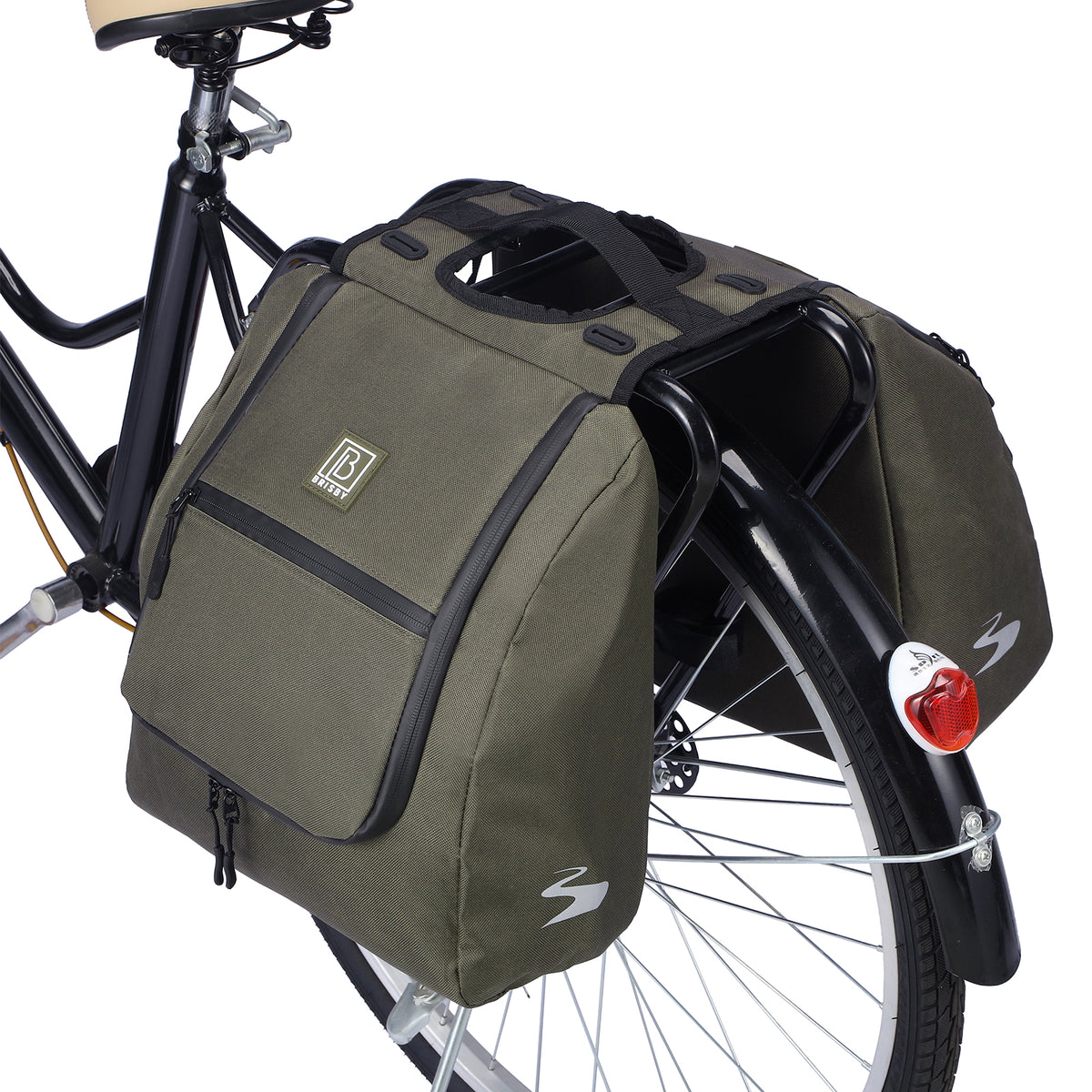 Brisby Dubbele Fietstas 28 Liter – Koeltas en Lunchtas – 4-laags Geïsoleerd – Voor Gewone en Elektrische Fiets – Waterafstotend met Waterdichte Ritsen – Groen